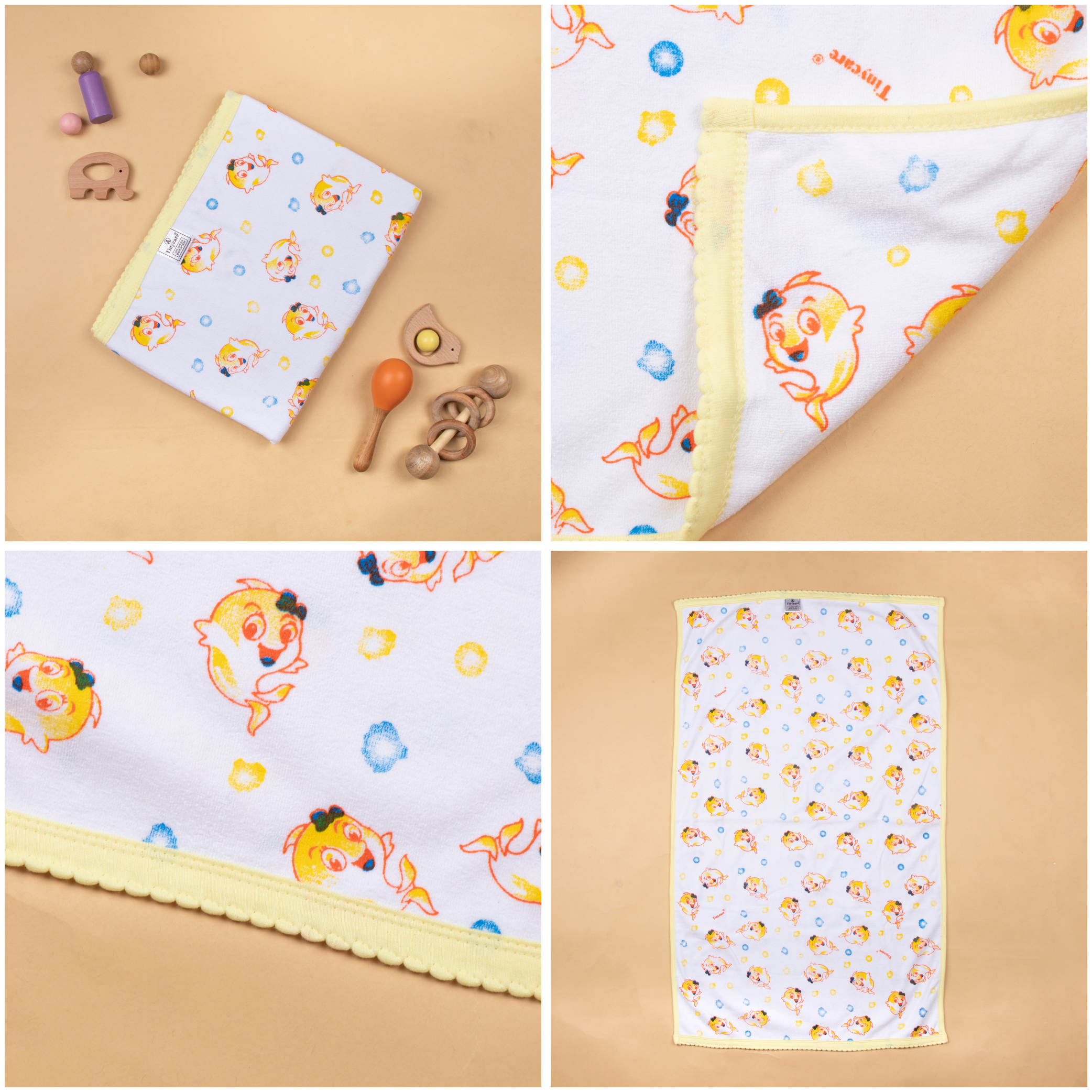 Baby Towel (Double layer Terry)white printed