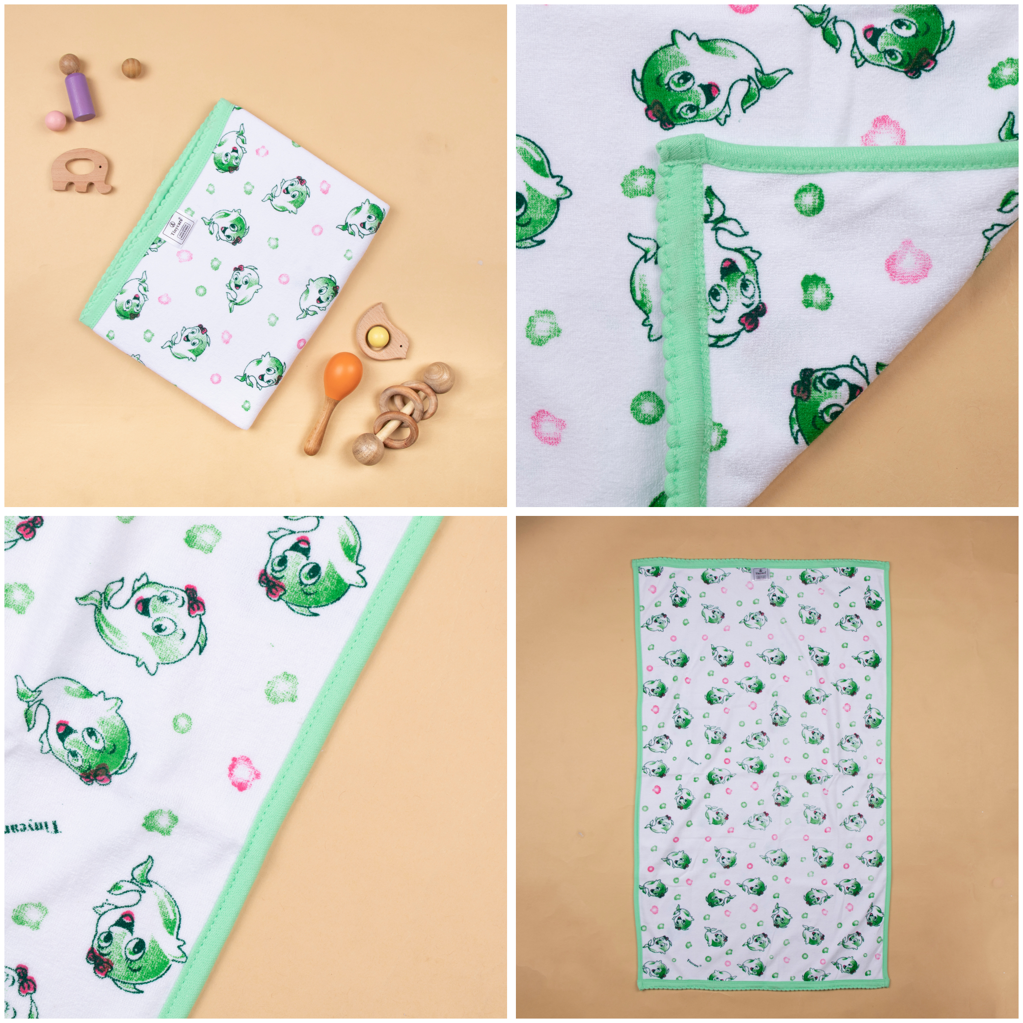 Baby Towel (Double layer Terry)white printed