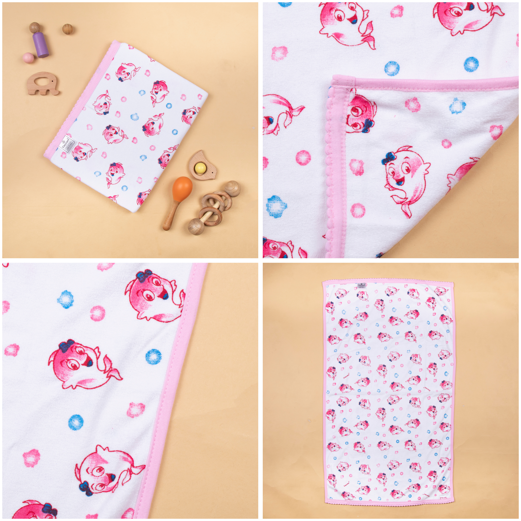 Baby Towel (Double layer Terry)white printed