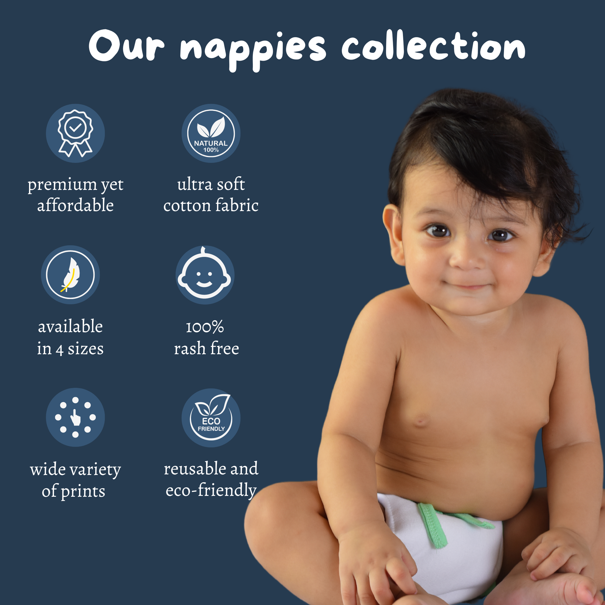 Tinycare Premium Leakproof with quick dry pad Nappy