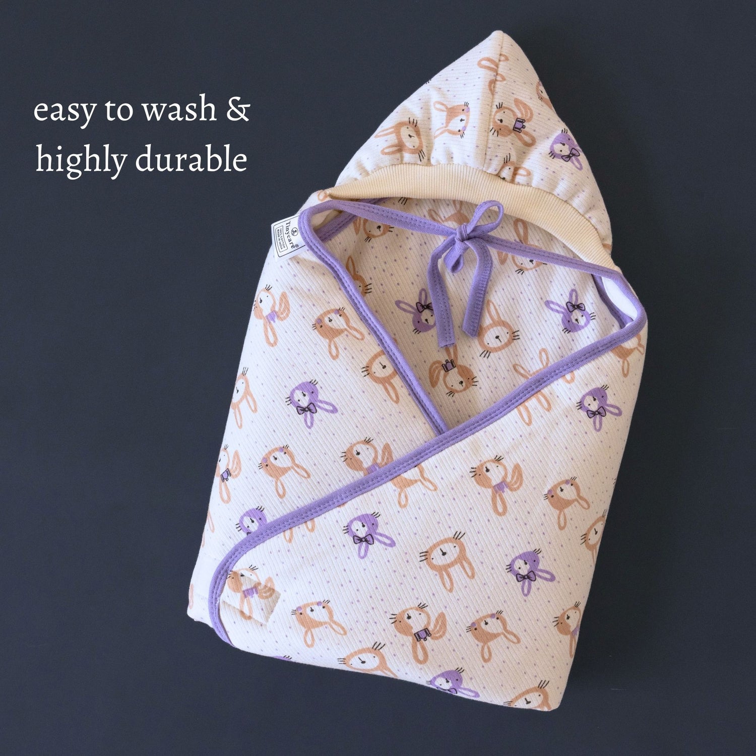 Tinycare Hooded bunny Print Cotton Baby Wrapper