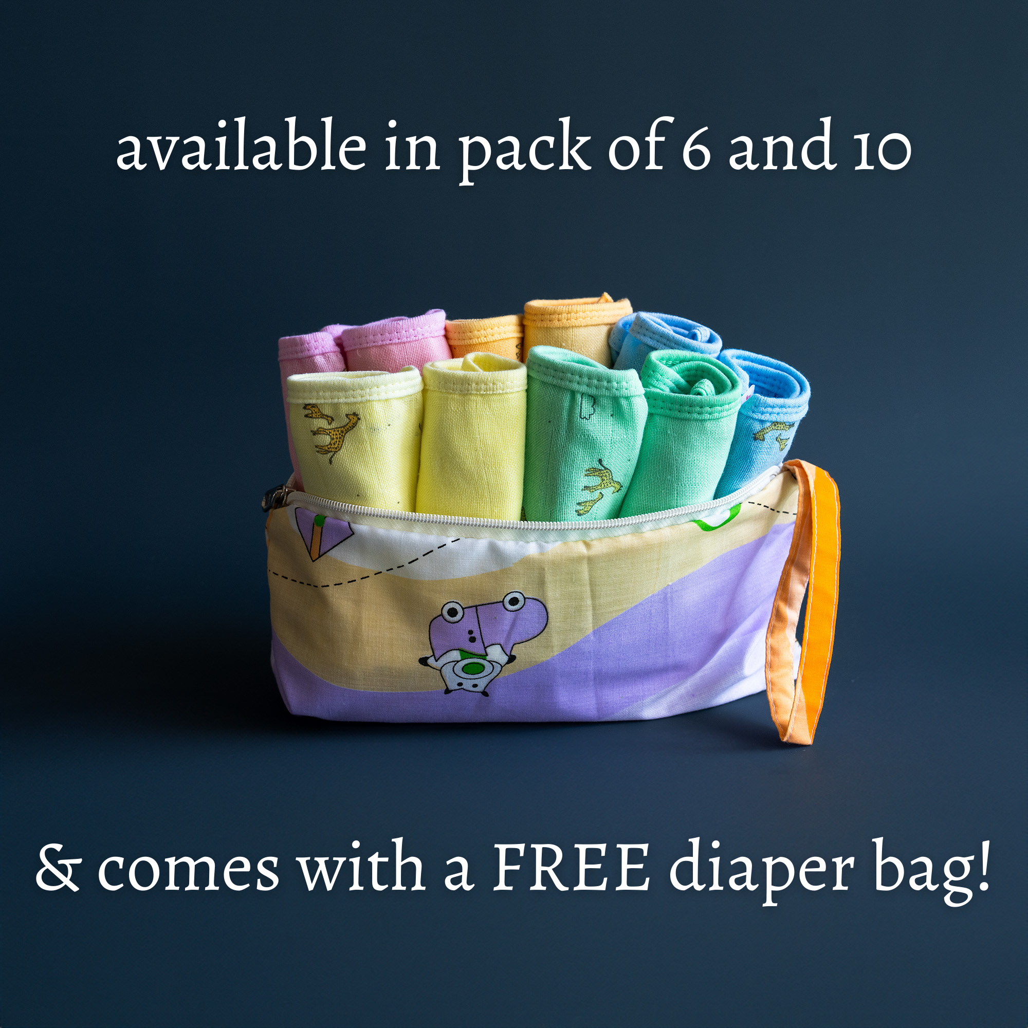 Tinycare Giraffe Print & Solid Muslin Basic Langot with Strings