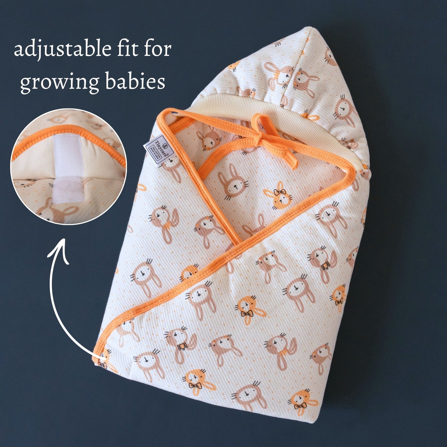 Tinycare Hooded bunny Print Cotton Baby Wrapper