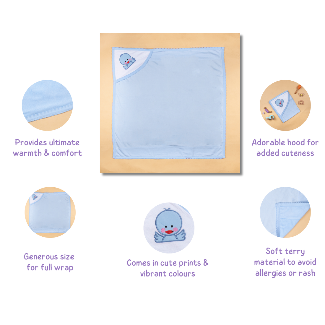 Warm & cozy terry hooded towel