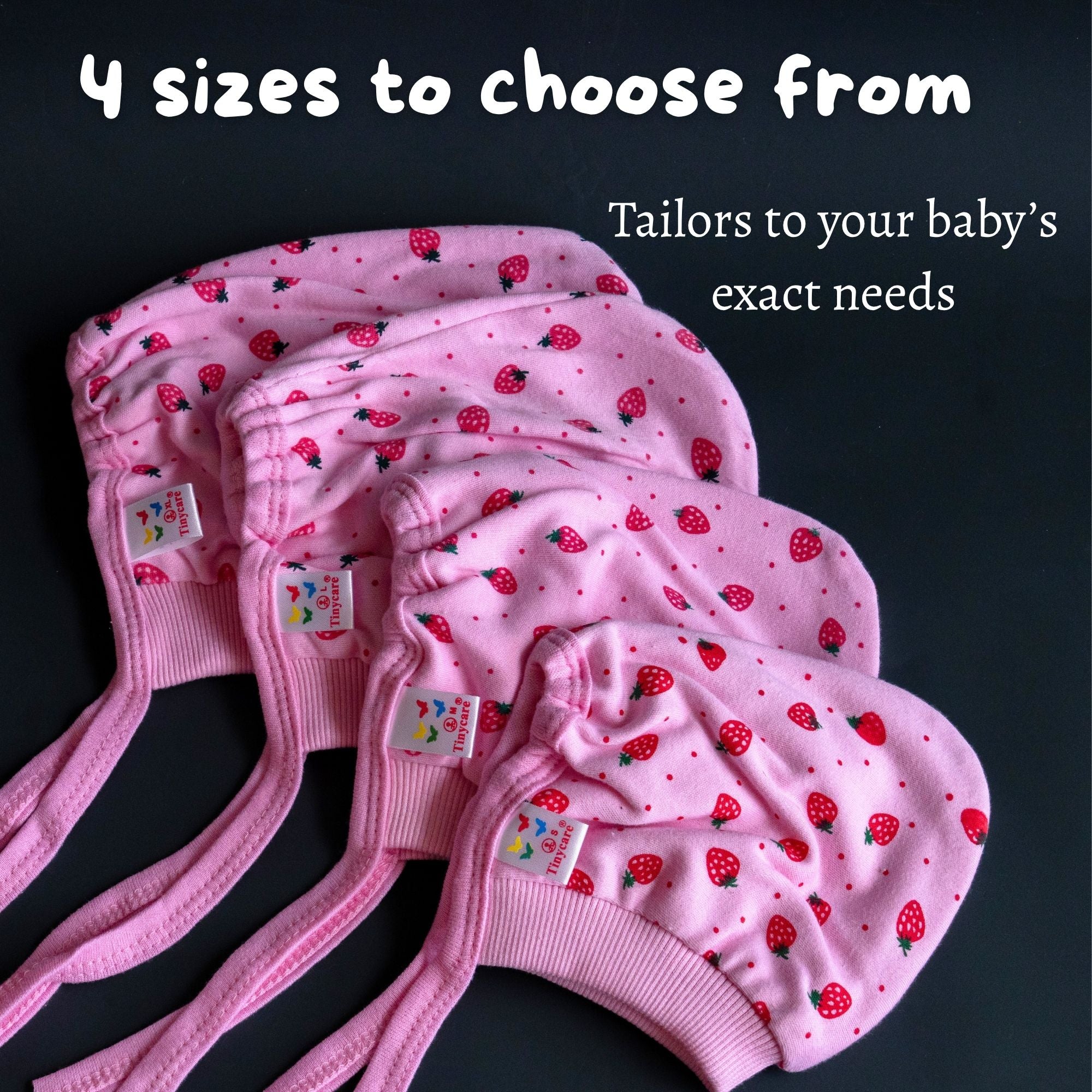 TinyCare Breathable Terry Strawberry Baby Cap (Pack Of 3)