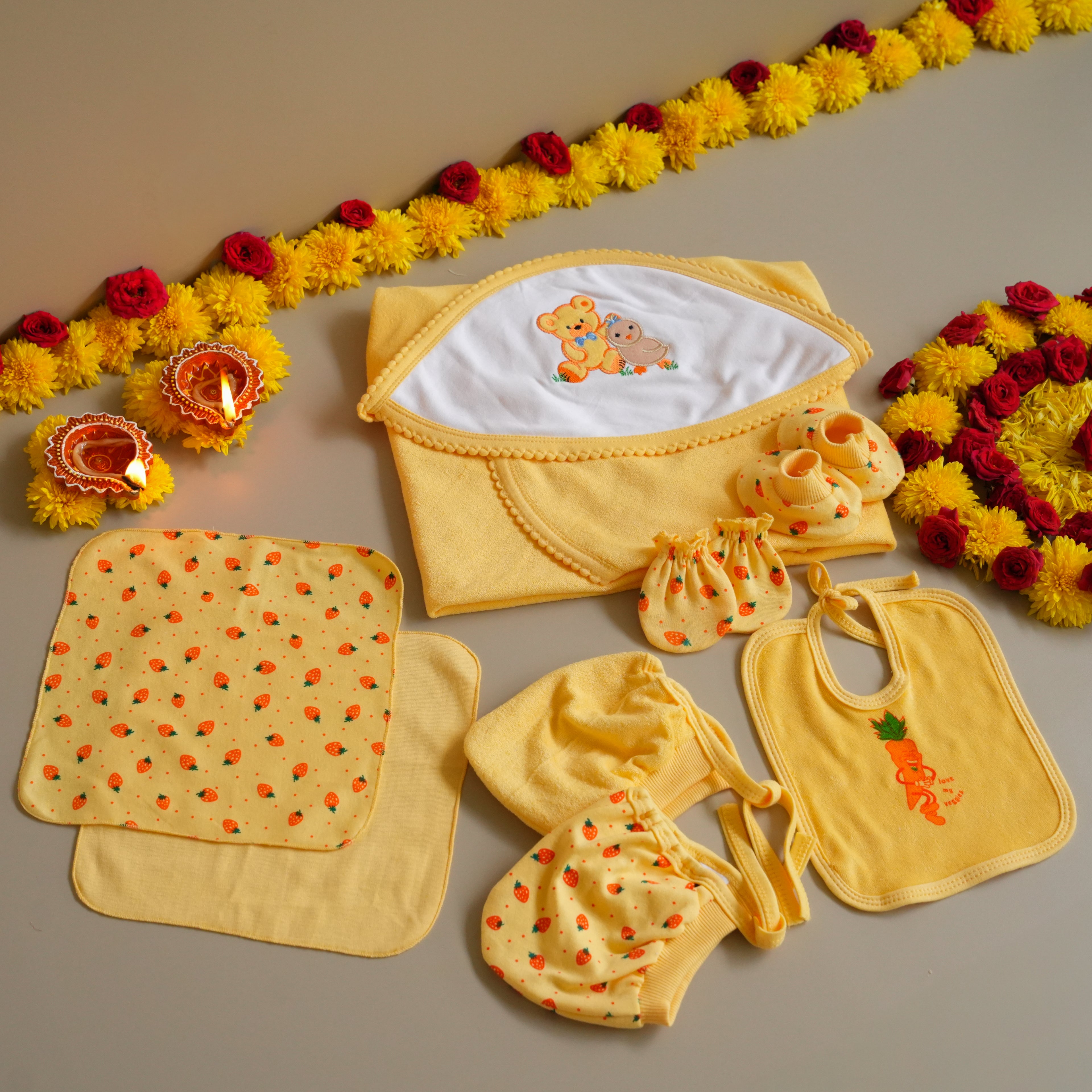 Diwali Special Baby Bundle – Softness & Care by Tinycare ( pack of 8 )