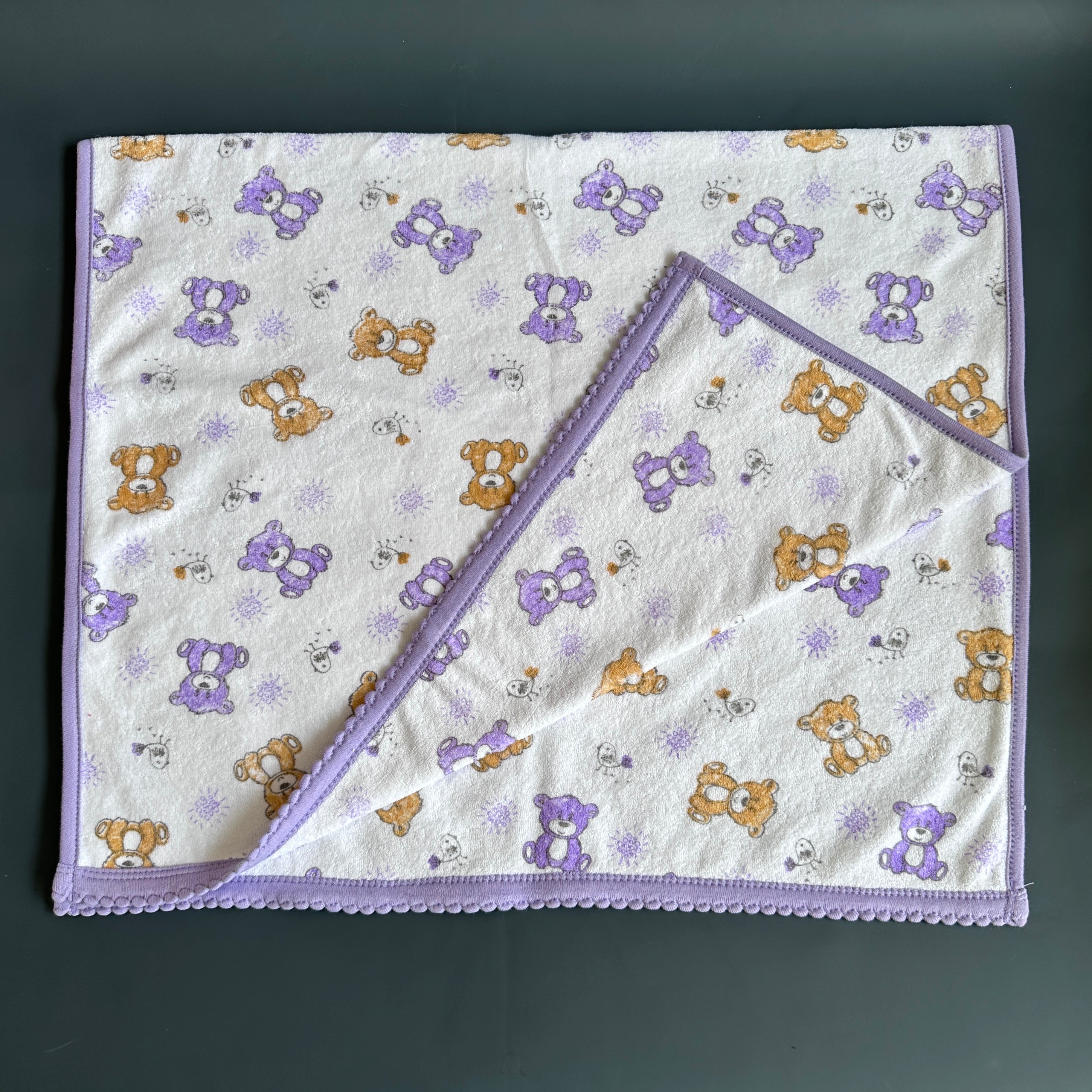 Baby Towel (Double layer Terry)white printed