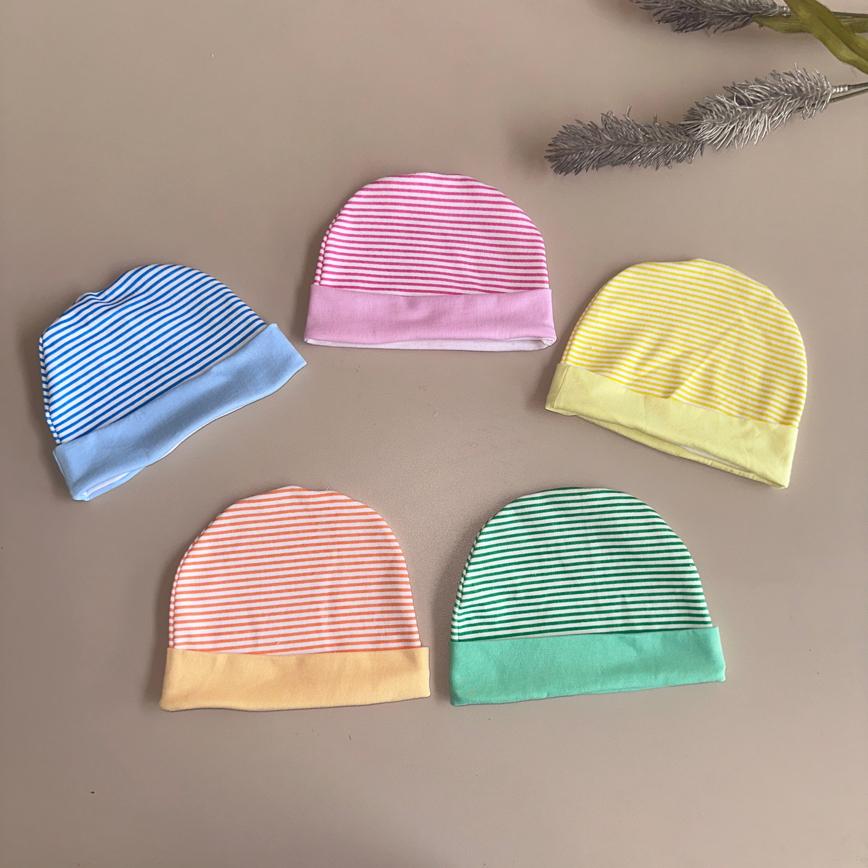TinyCare Interlock Striped Baby Caps