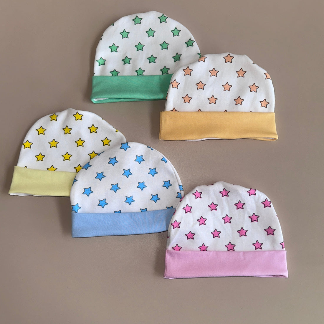 TinyCare Interlock Star Print Baby Caps