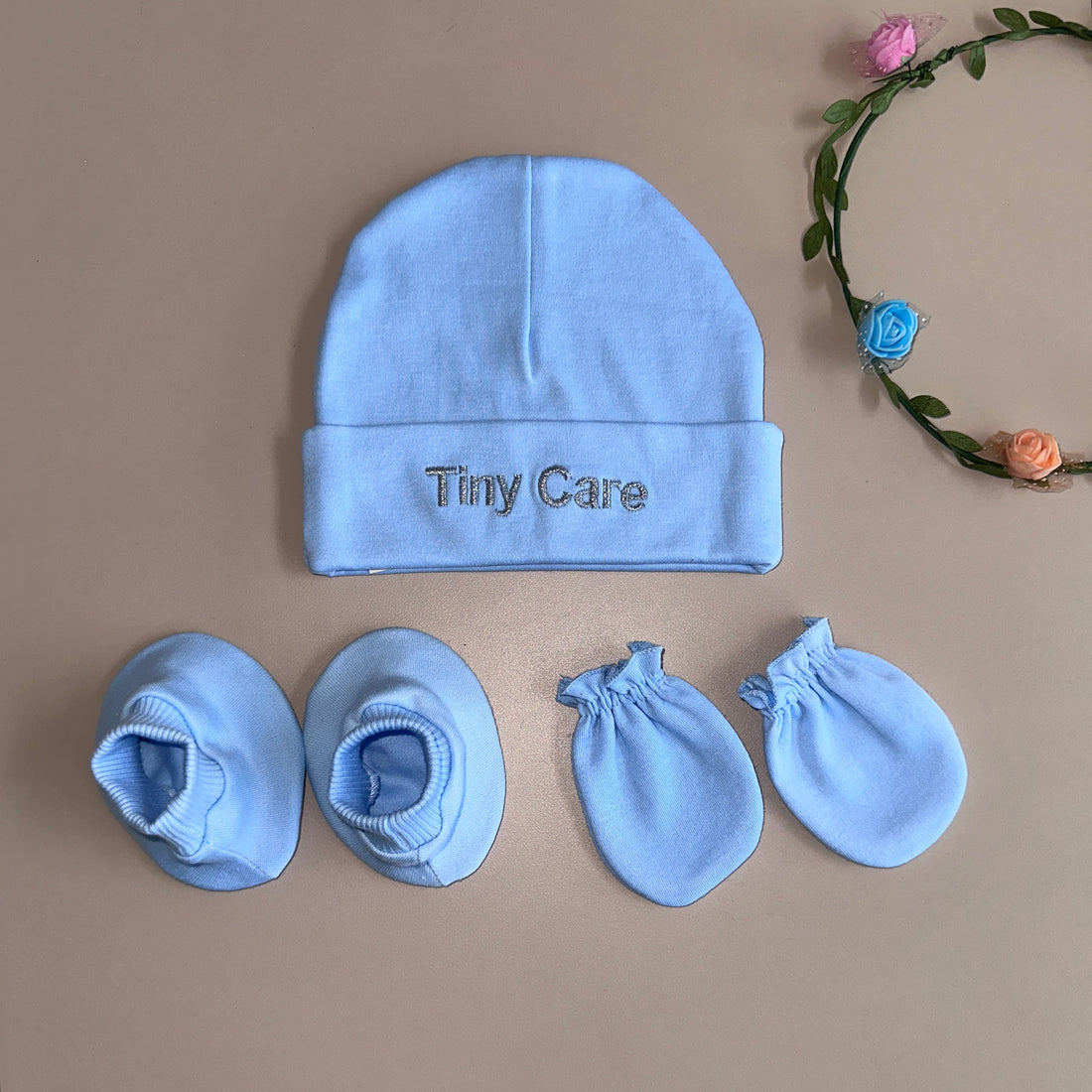 Comfy Essentials: Baby Cap, Booties and Mittens Set