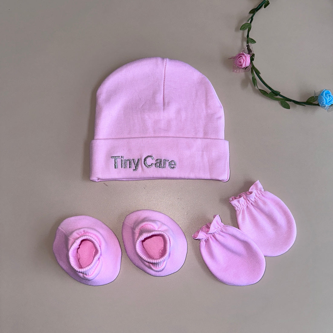 Comfy Essentials: Baby Cap, Booties and Mittens Set