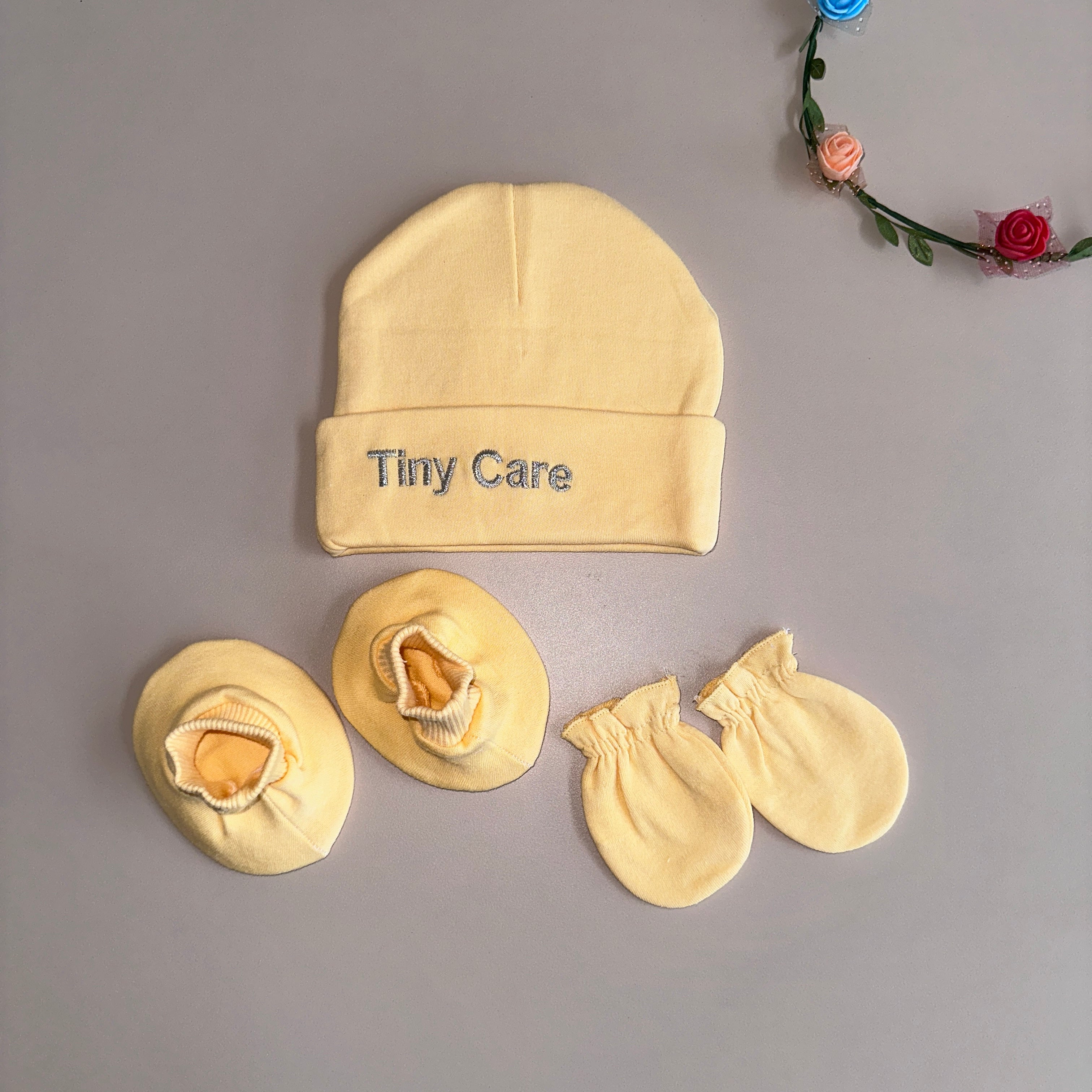 Comfy Essentials: Baby Cap, Booties and Mittens Set