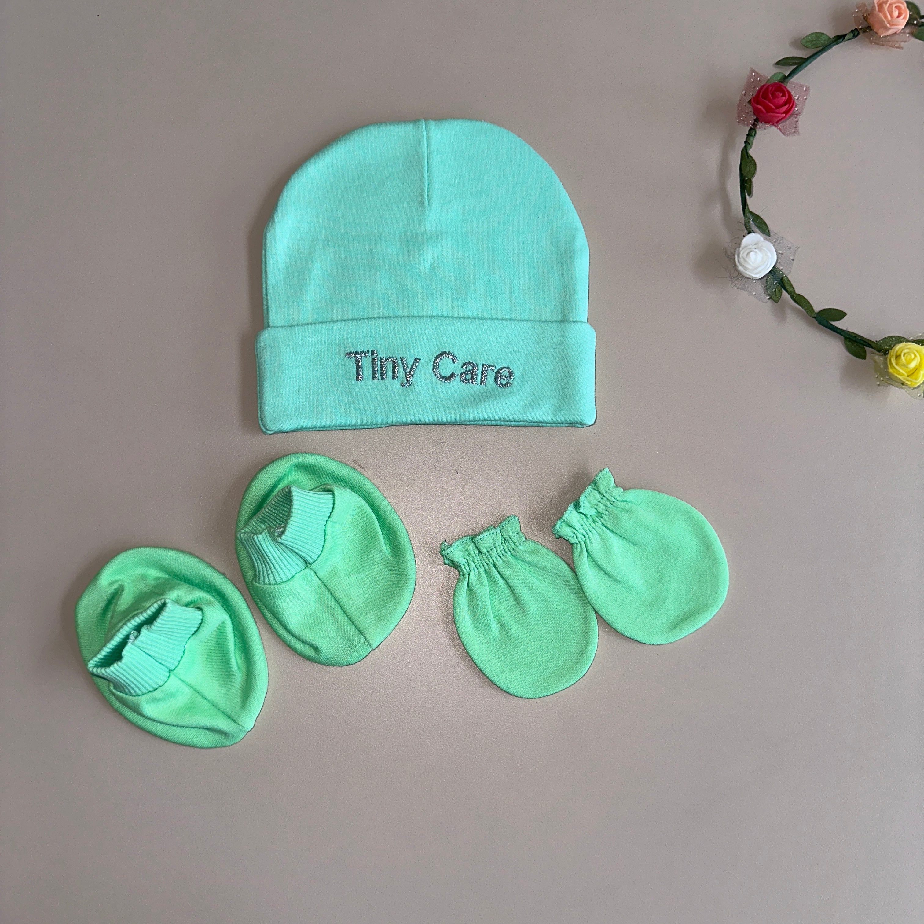 Comfy Essentials: Baby Cap, Booties and Mittens Set