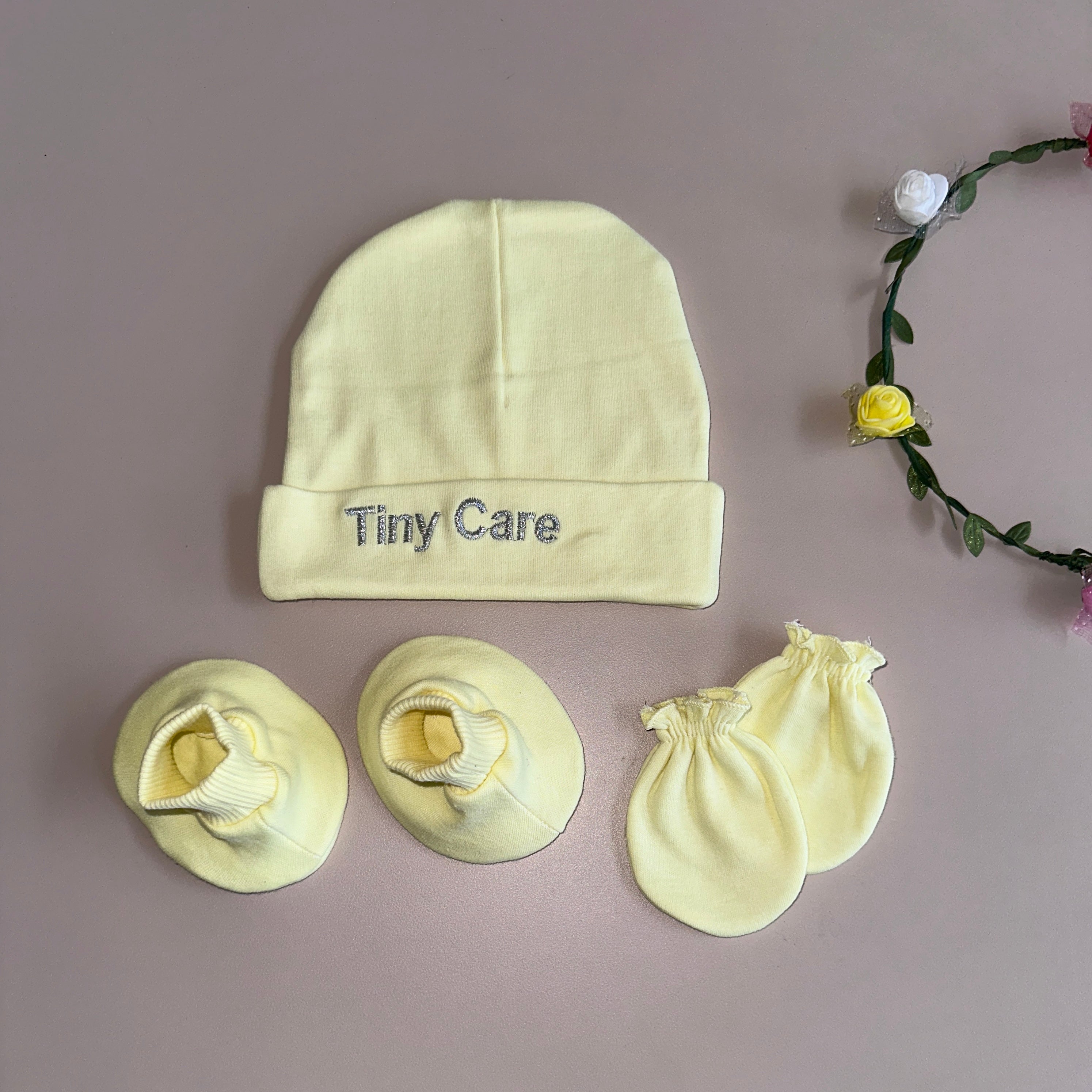 Comfy Essentials: Baby Cap, Booties and Mittens Set