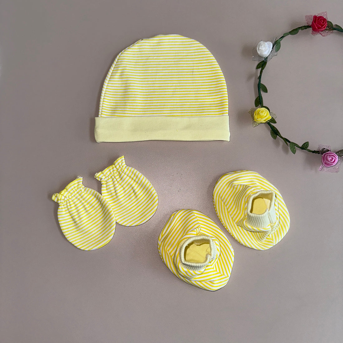 Comfy Essentials: Baby Cap, Booties and Mittens Set
