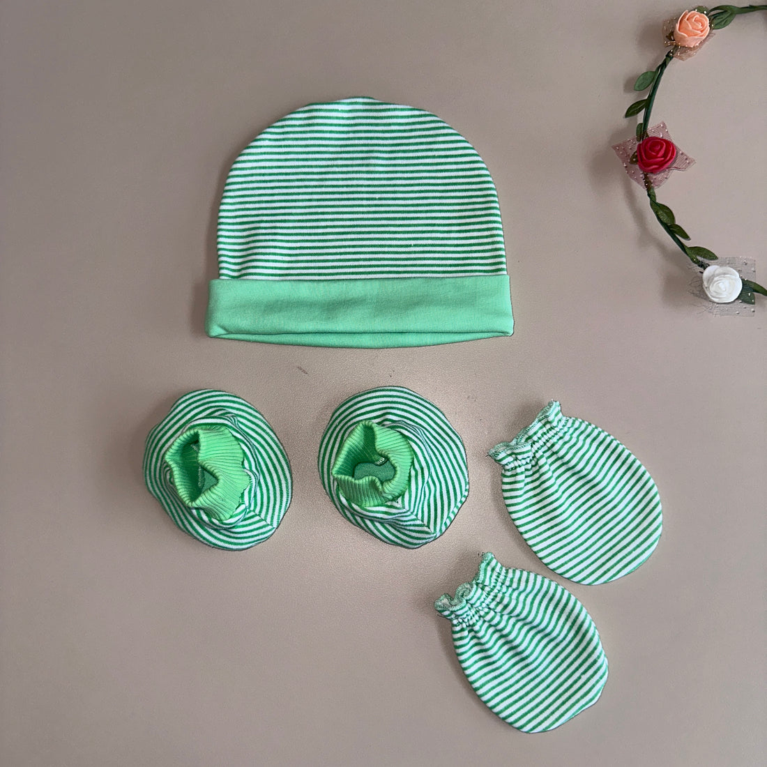 Comfy Essentials: Baby Cap, Booties and Mittens Set