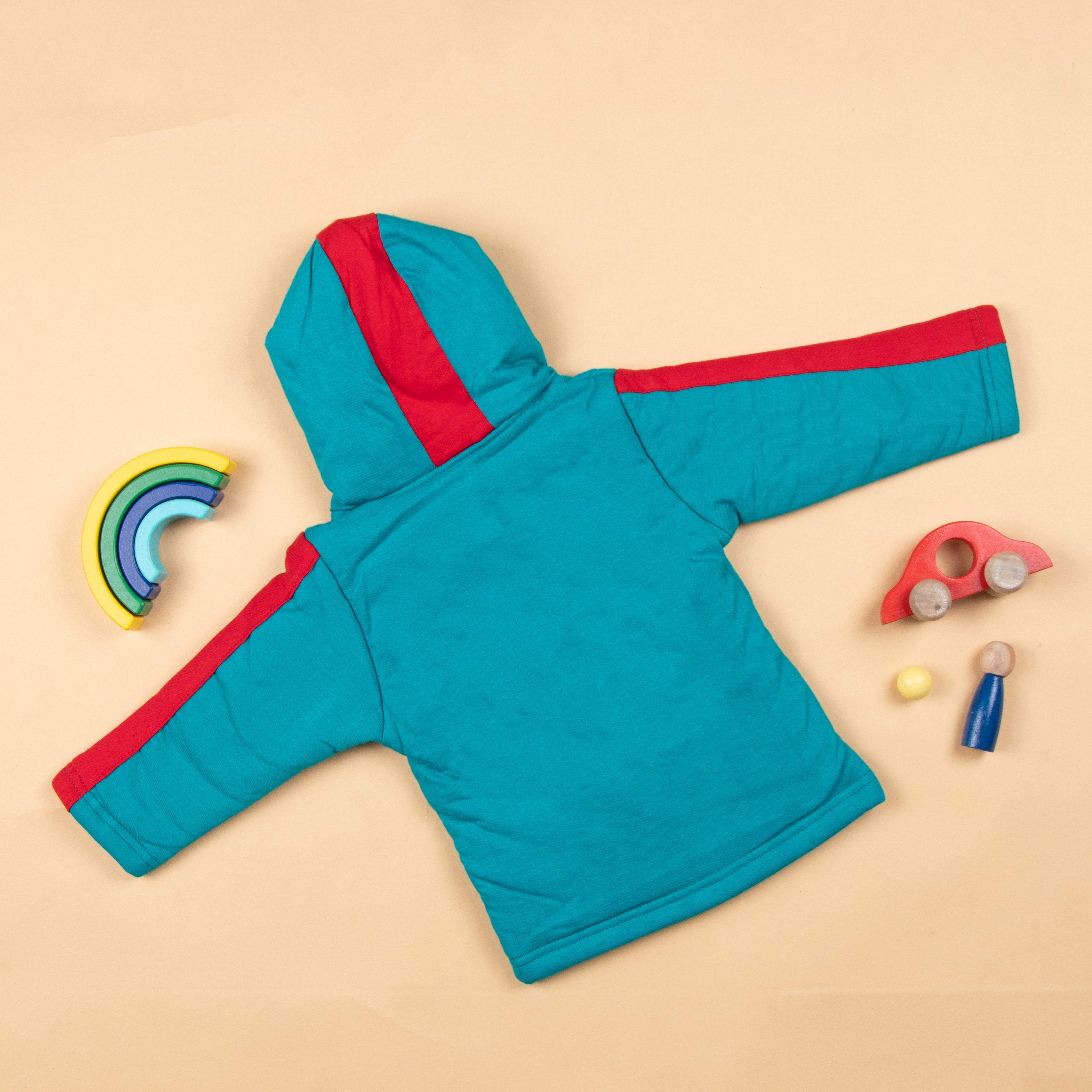 Green & Red Baby Giraffe Hoodie With Zipper