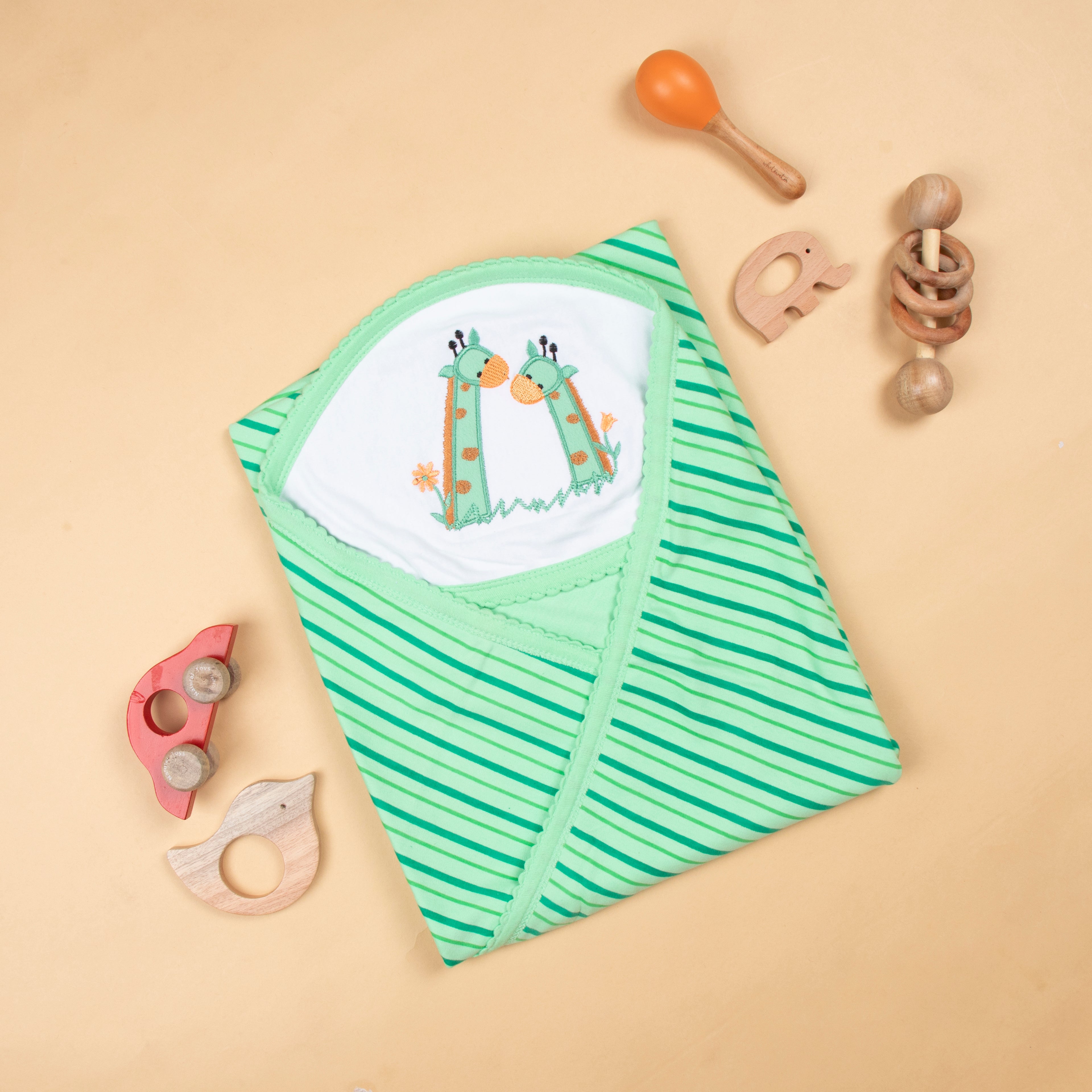 Baby Hooded Towel Interlock Stripes