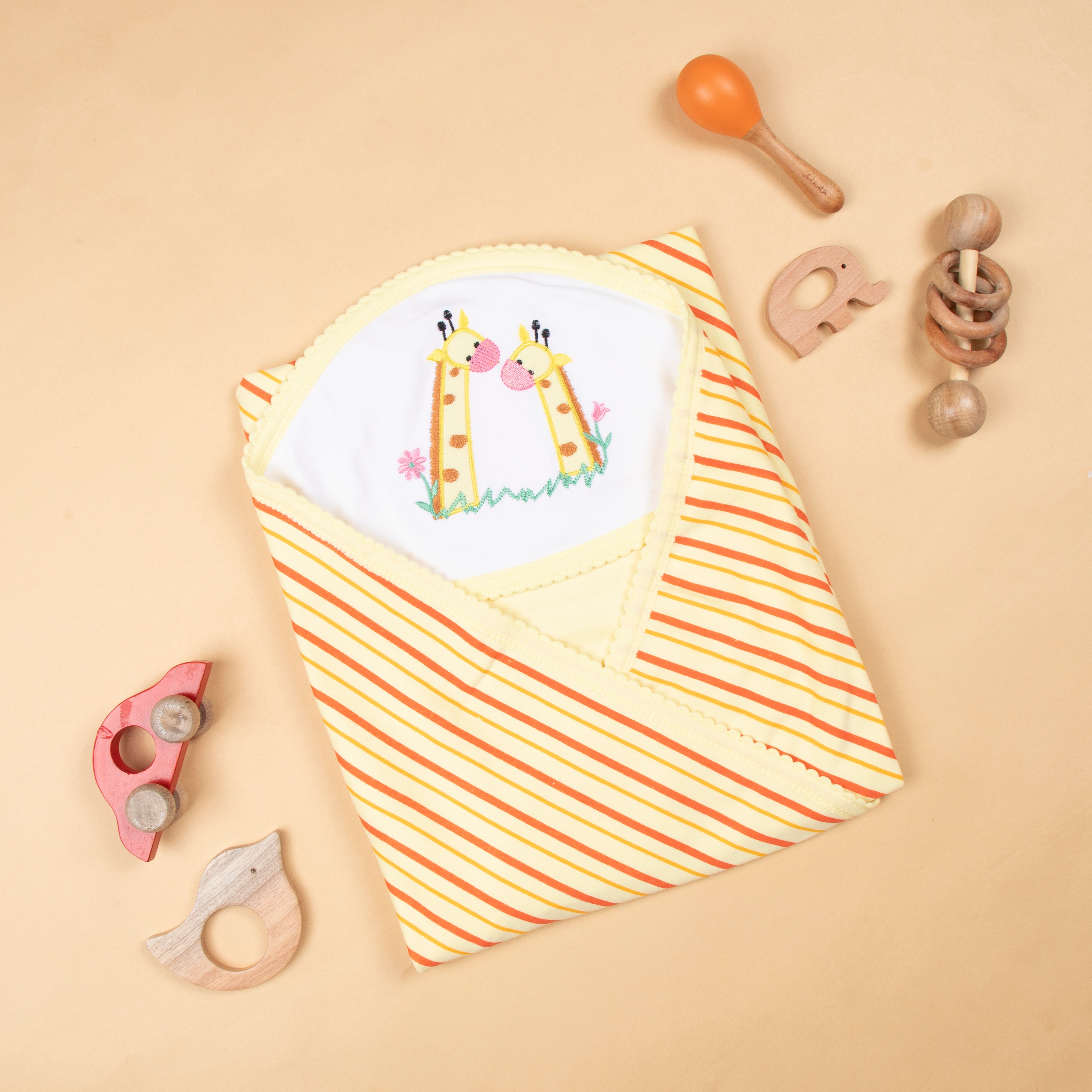 Baby Hooded Towel Interlock Stripes
