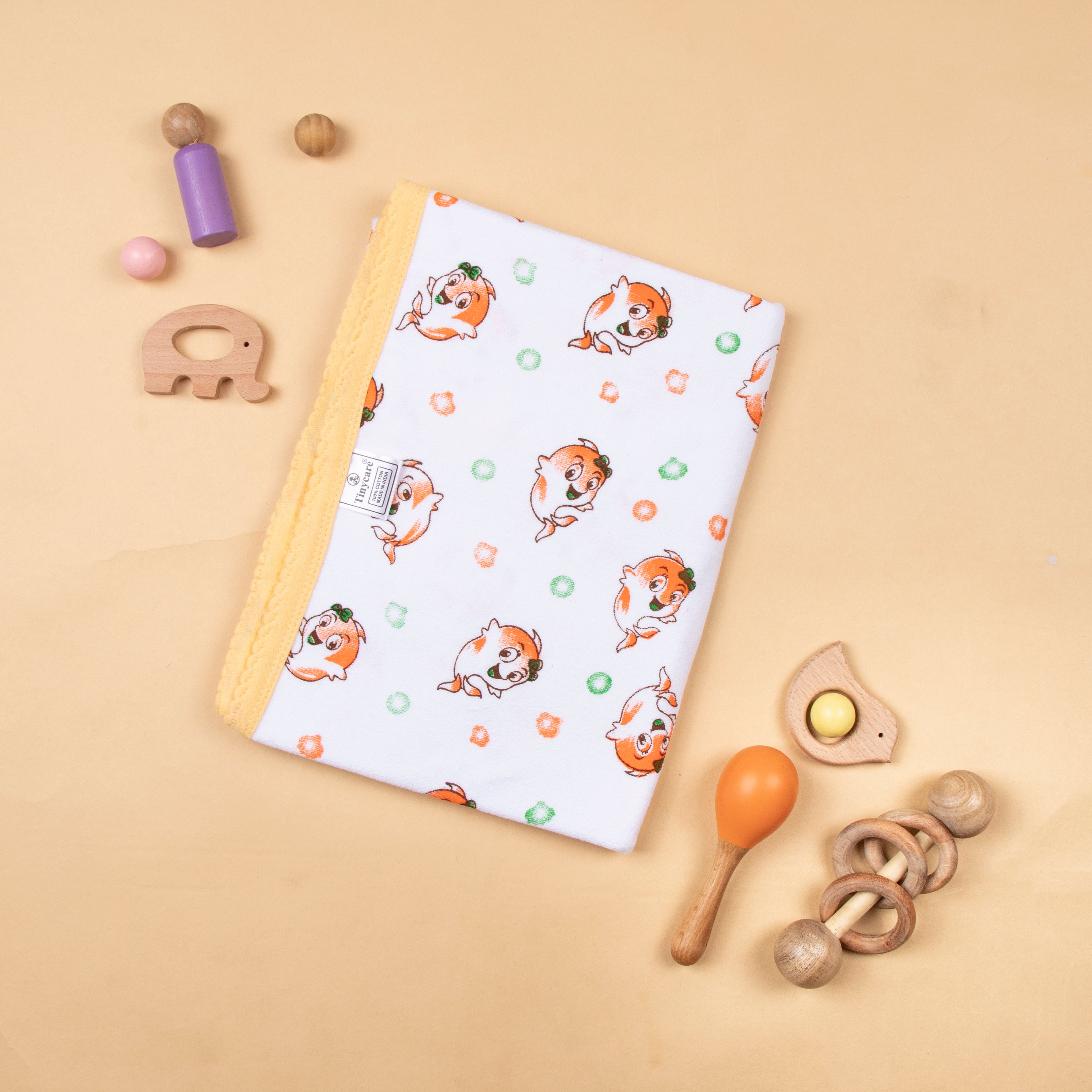 Baby Towel (Double layer Terry)white printed