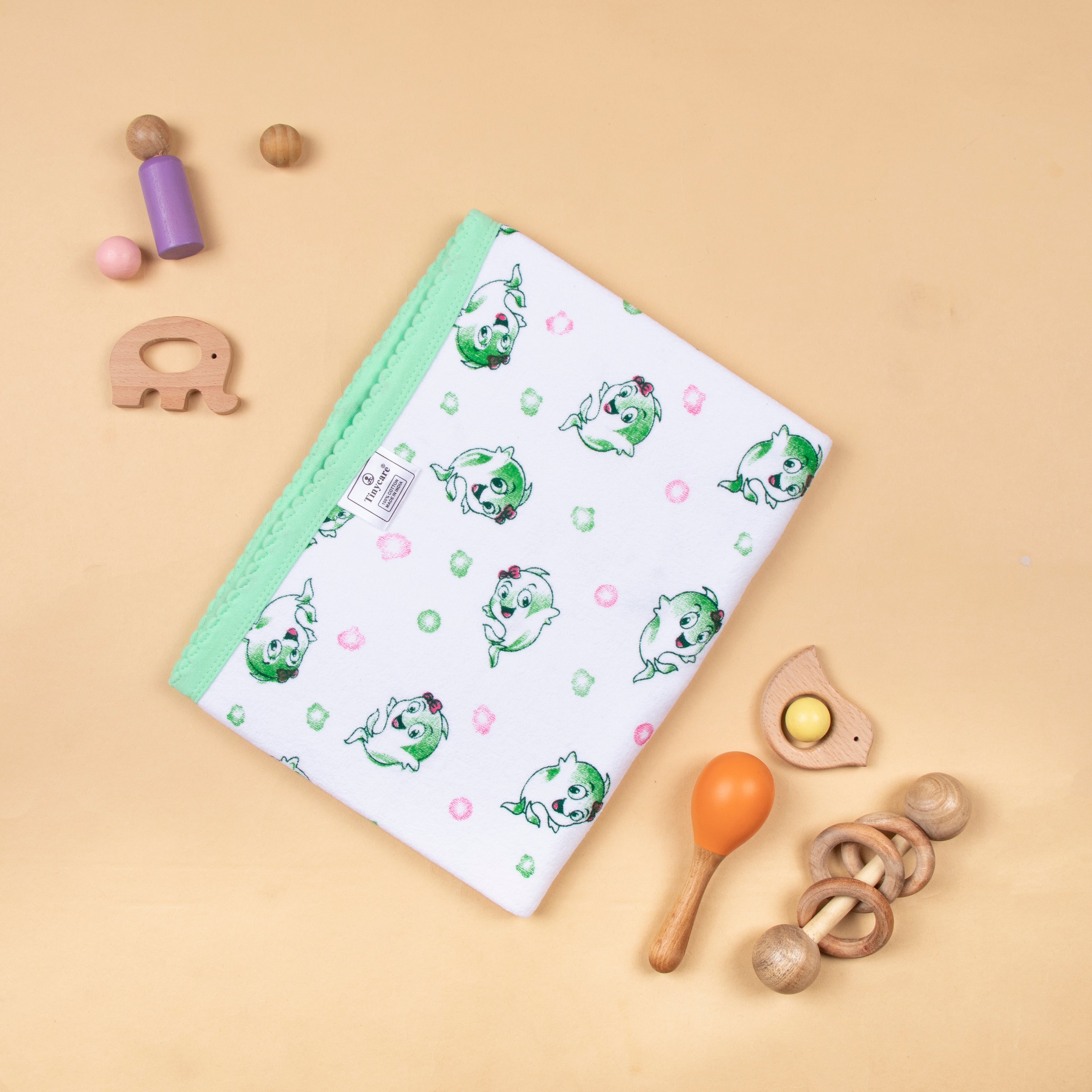 Baby Towel (Double layer Terry)white printed