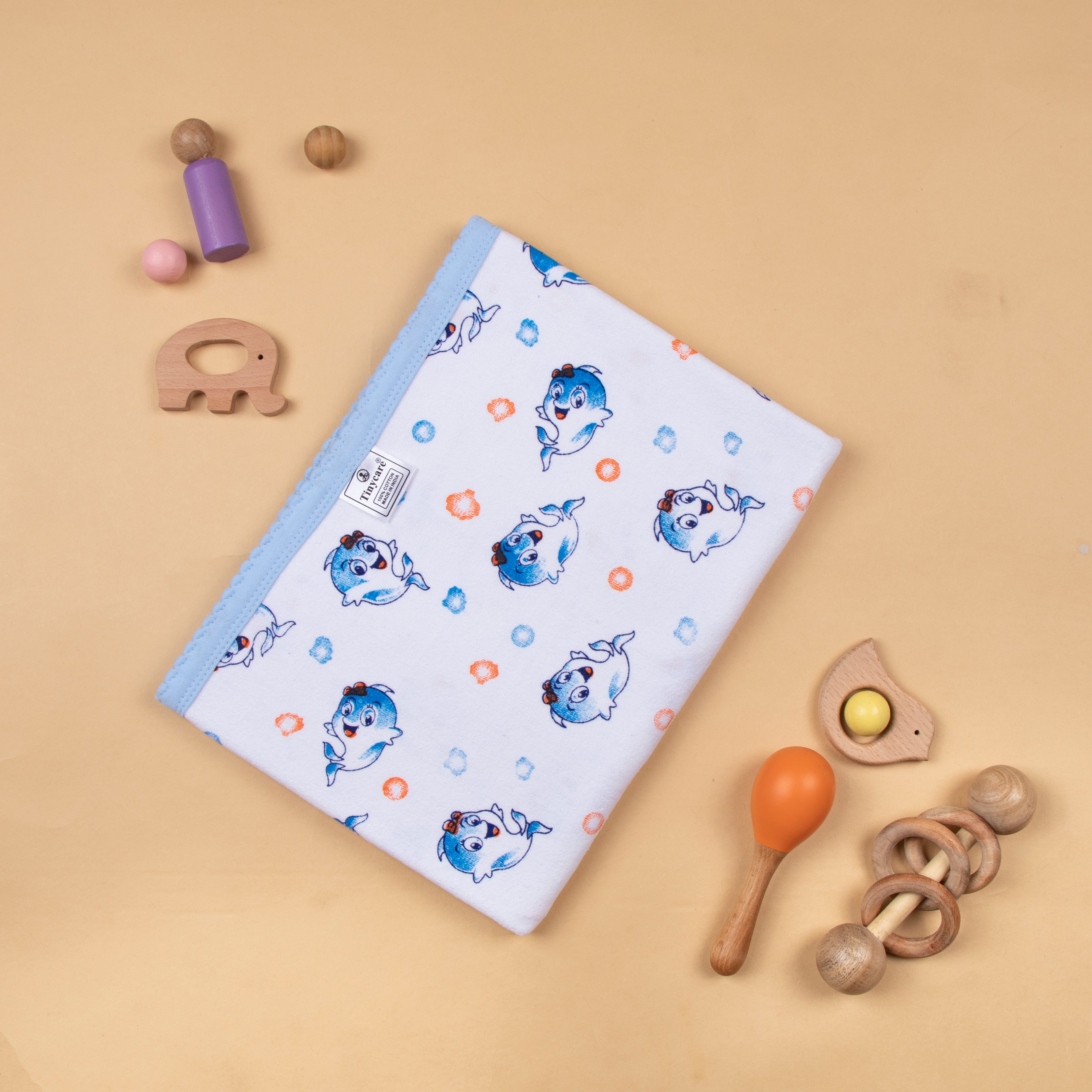 Baby Towel (Double layer Terry)white printed