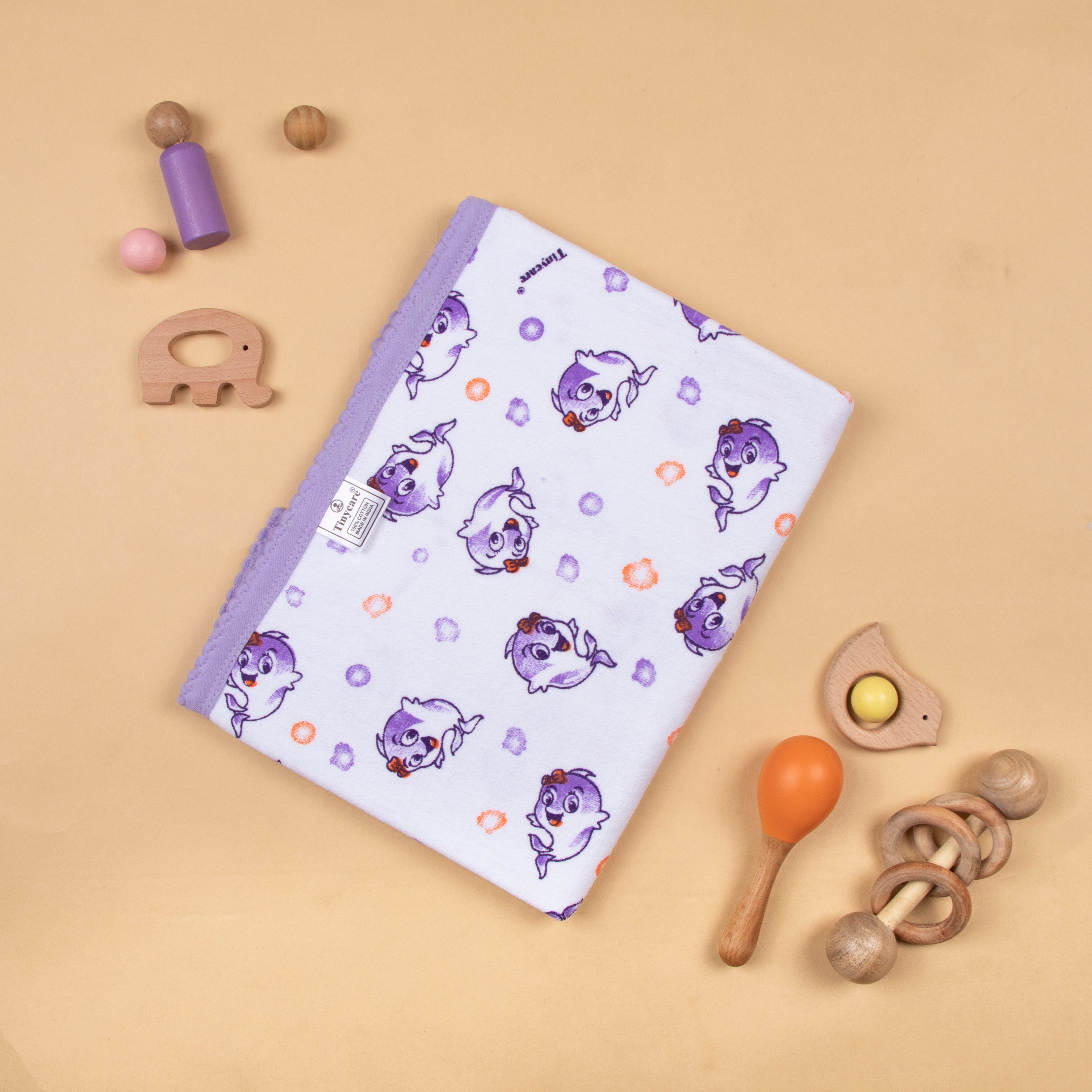 Baby Towel (Double layer Terry)white printed
