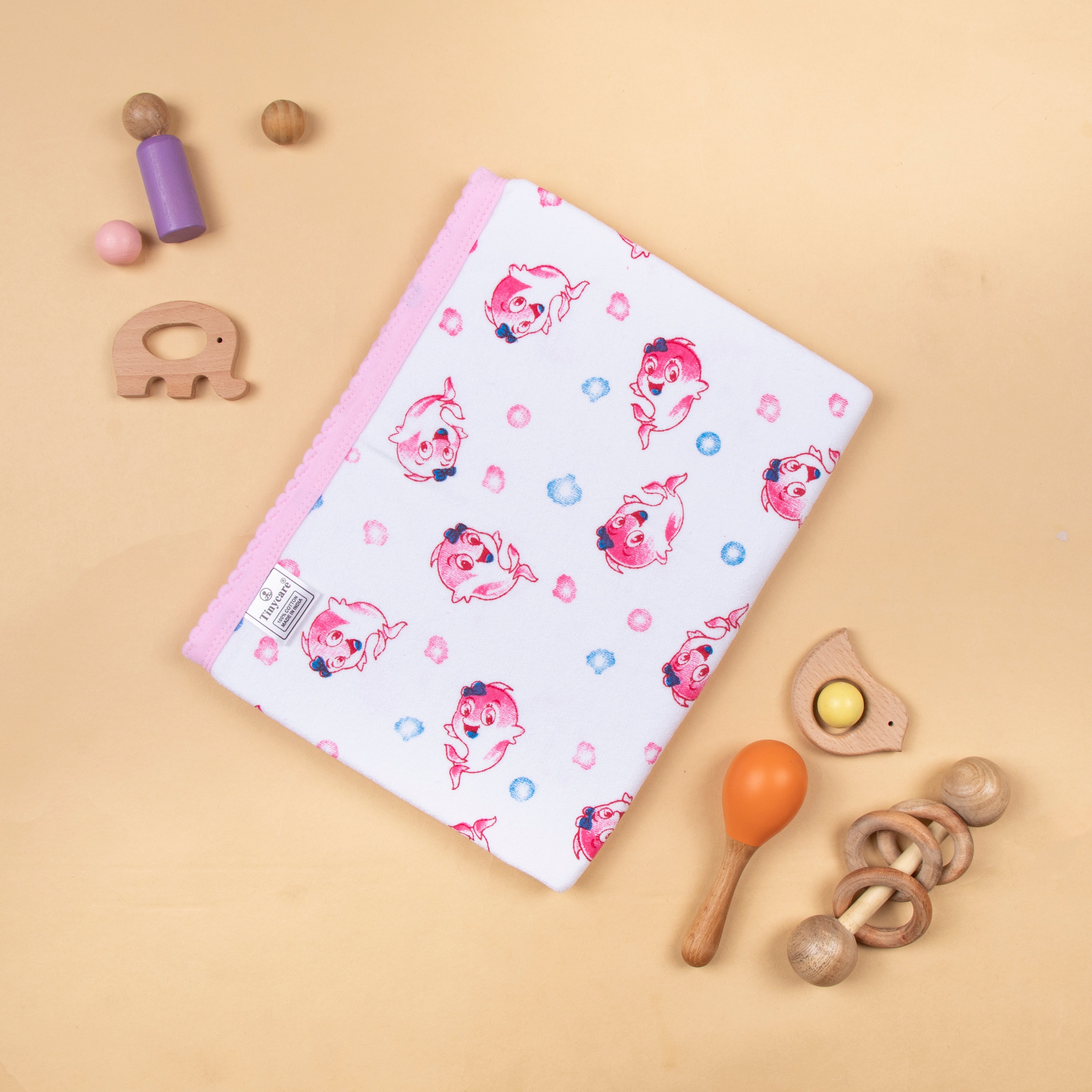 Baby Towel (Double layer Terry)white printed