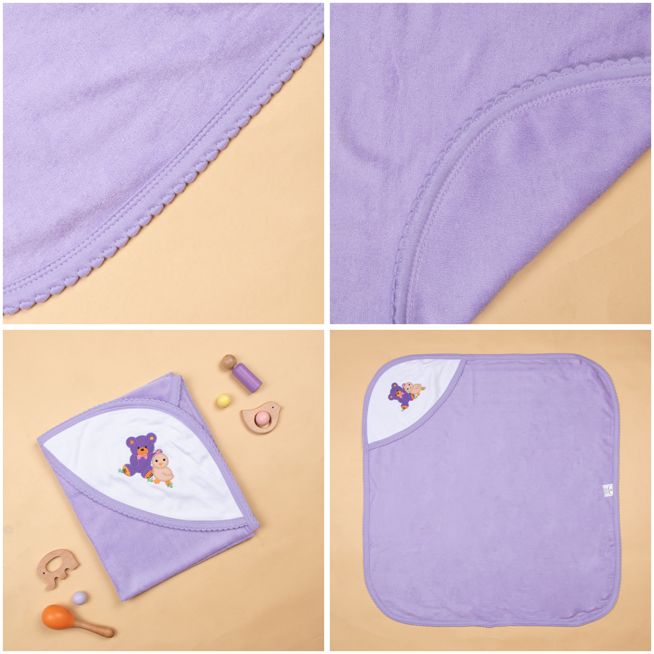 Tinycare soft double terry hooded baby towel