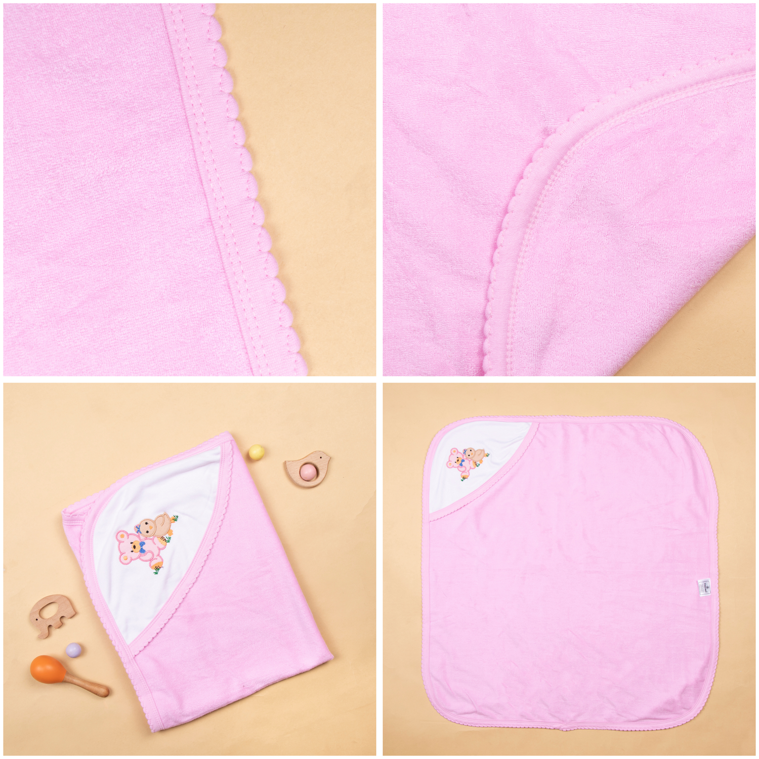 Tinycare soft double terry hooded baby towel