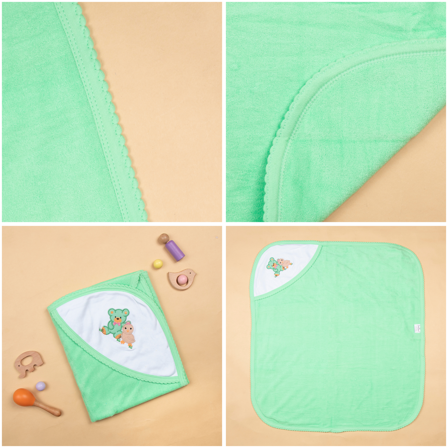 Tinycare soft double terry hooded baby towel