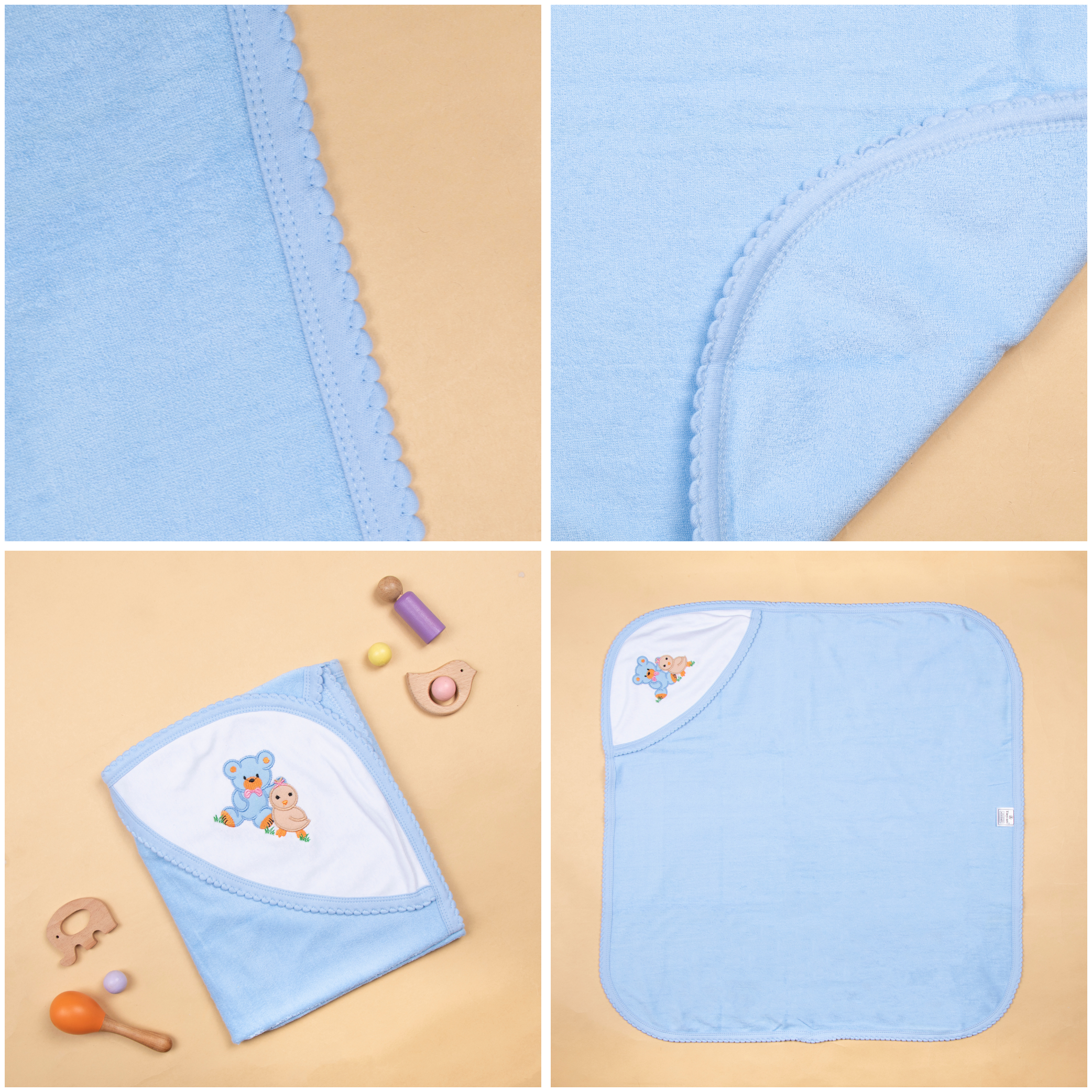 Tinycare soft double terry hooded baby towel