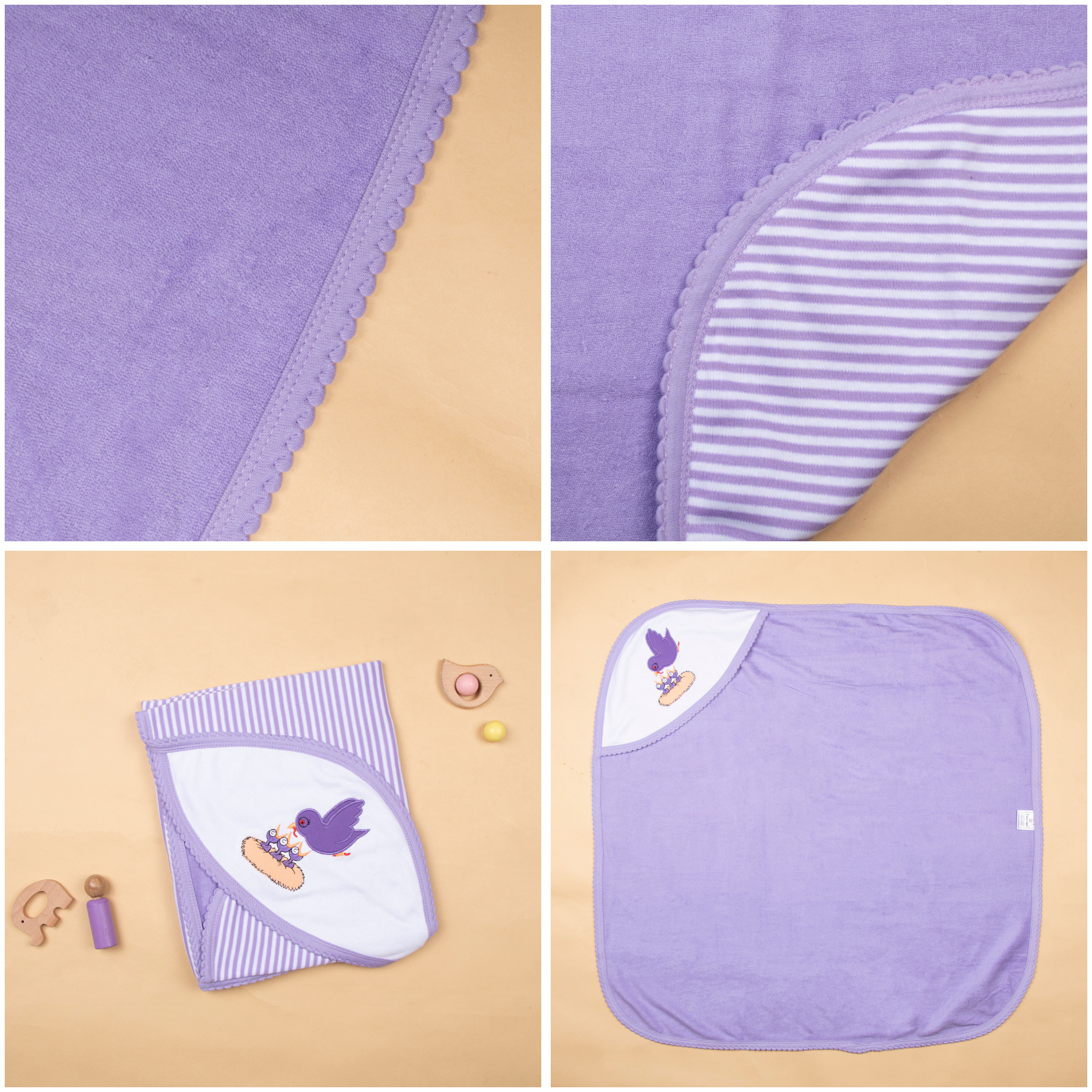 Tinycare Cozy Stripes Hooded Baby Towel