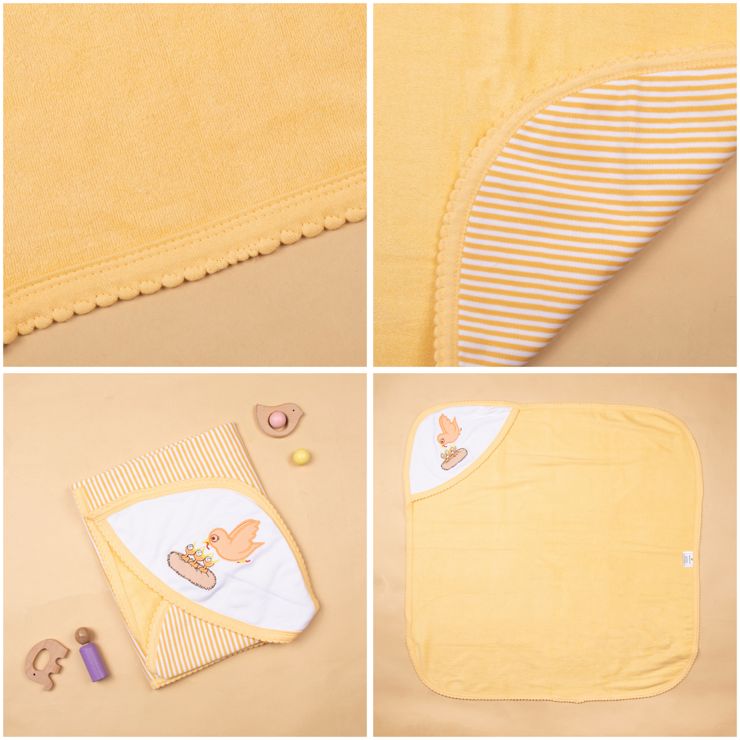 Tinycare Cozy Stripes Hooded Baby Towel