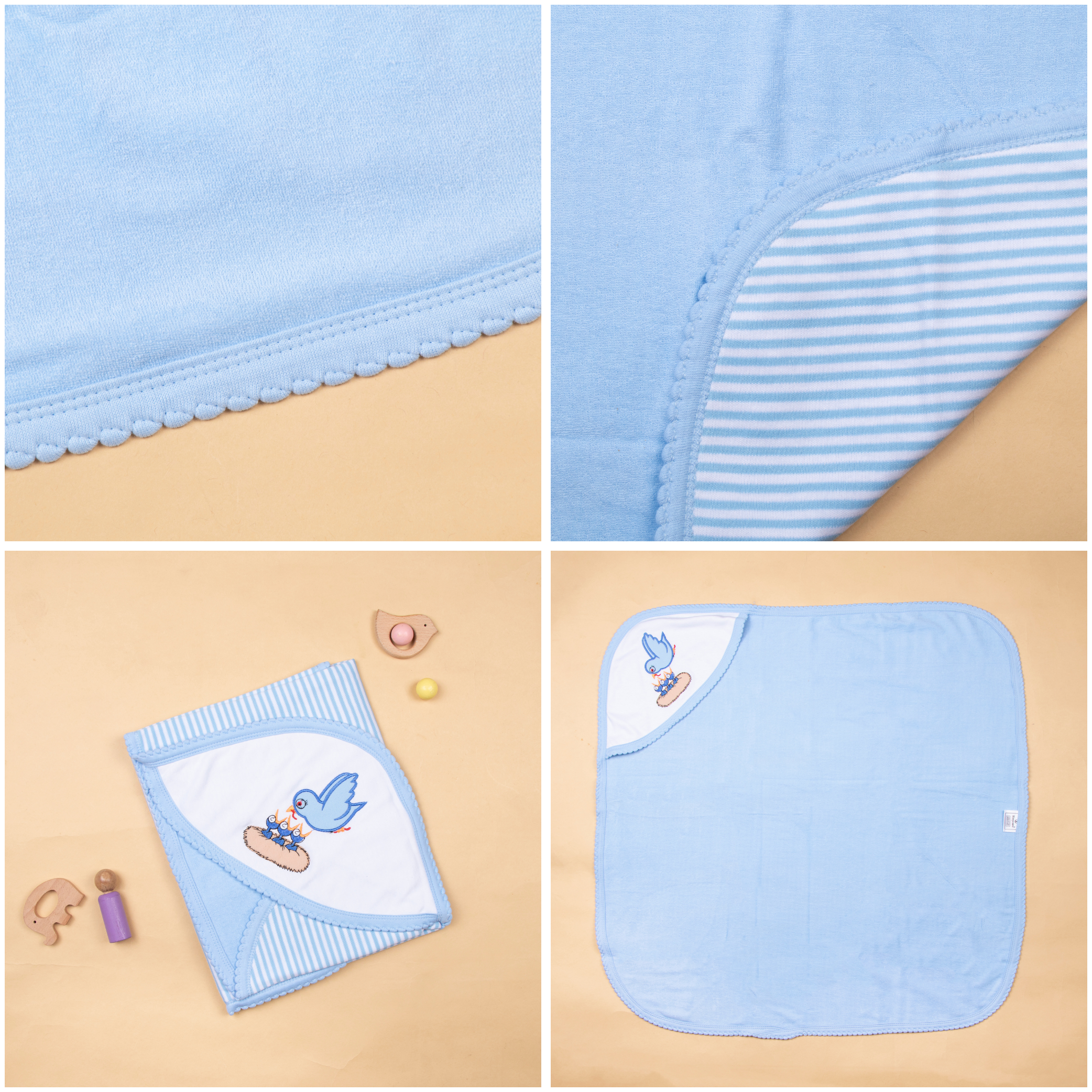 Tinycare Cozy Stripes Hooded Baby Towel