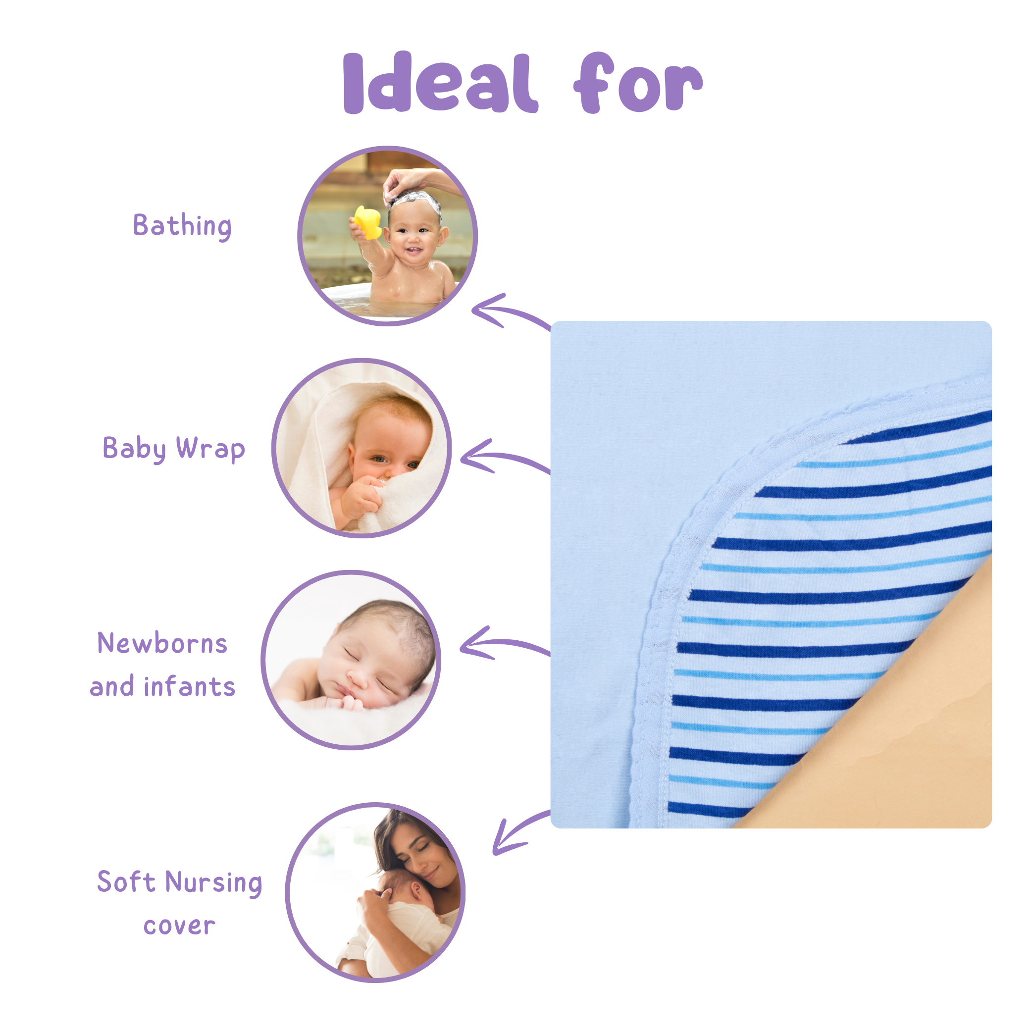 Baby Hooded Towel Interlock Stripes