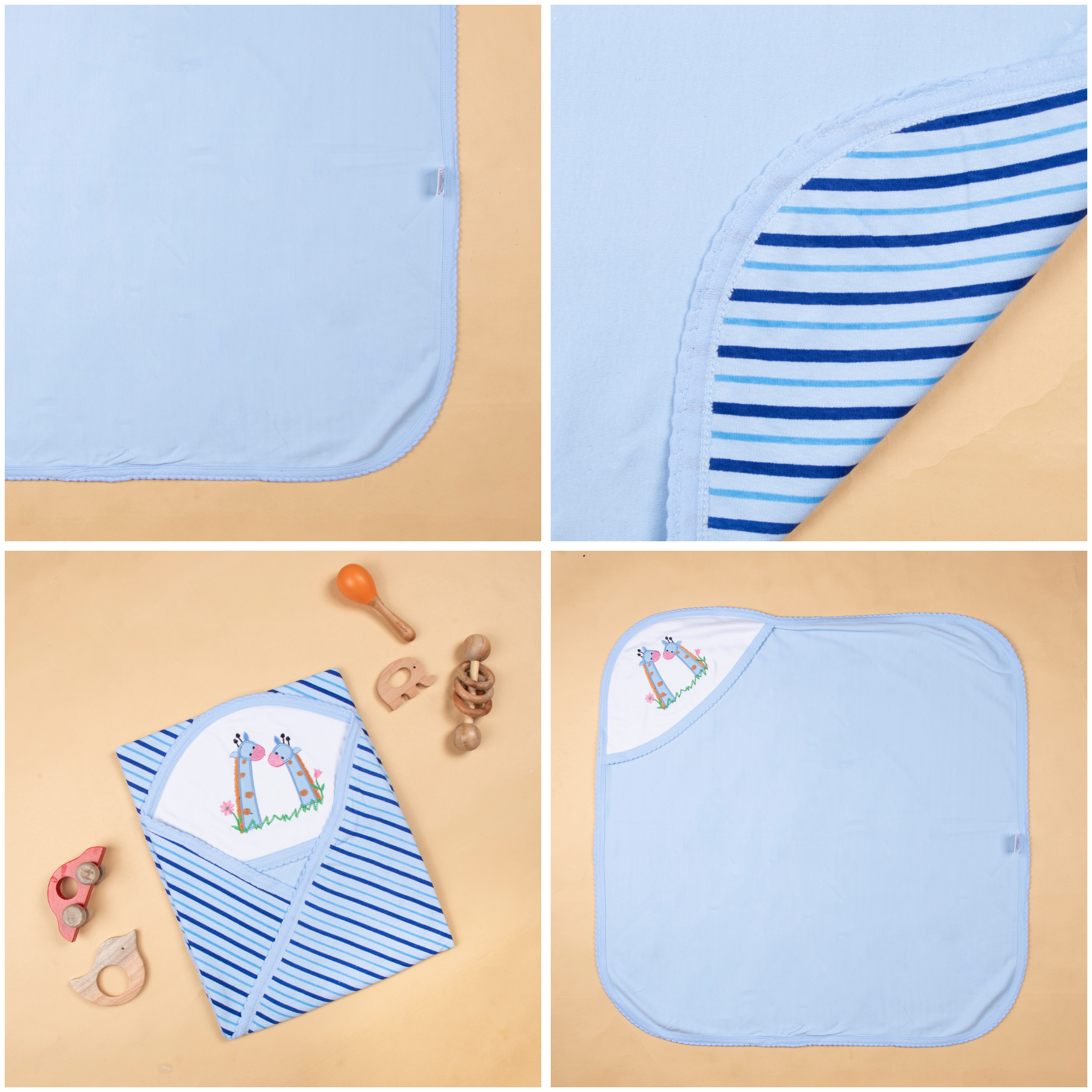 Baby Hooded Towel Interlock Stripes