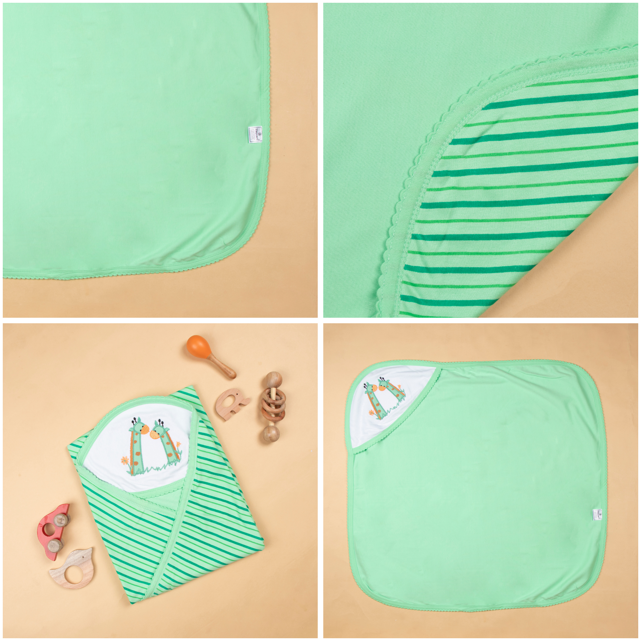 Baby Hooded Towel Interlock Stripes