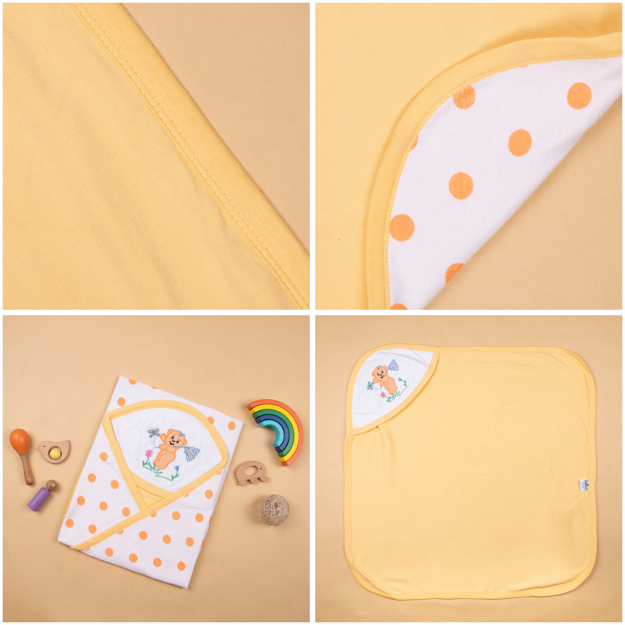 Baby hooded towel terry polka dots