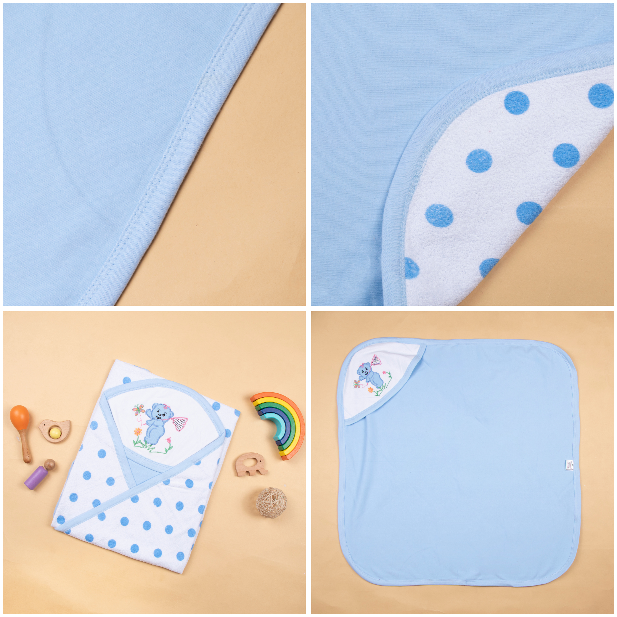 Baby hooded towel terry polka dots