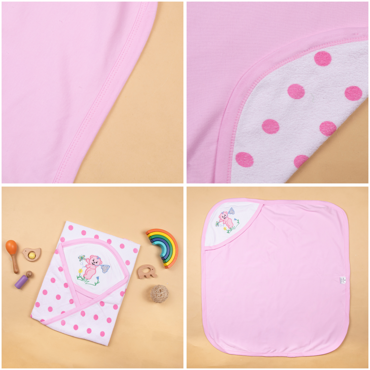 Baby hooded towel terry polka dots