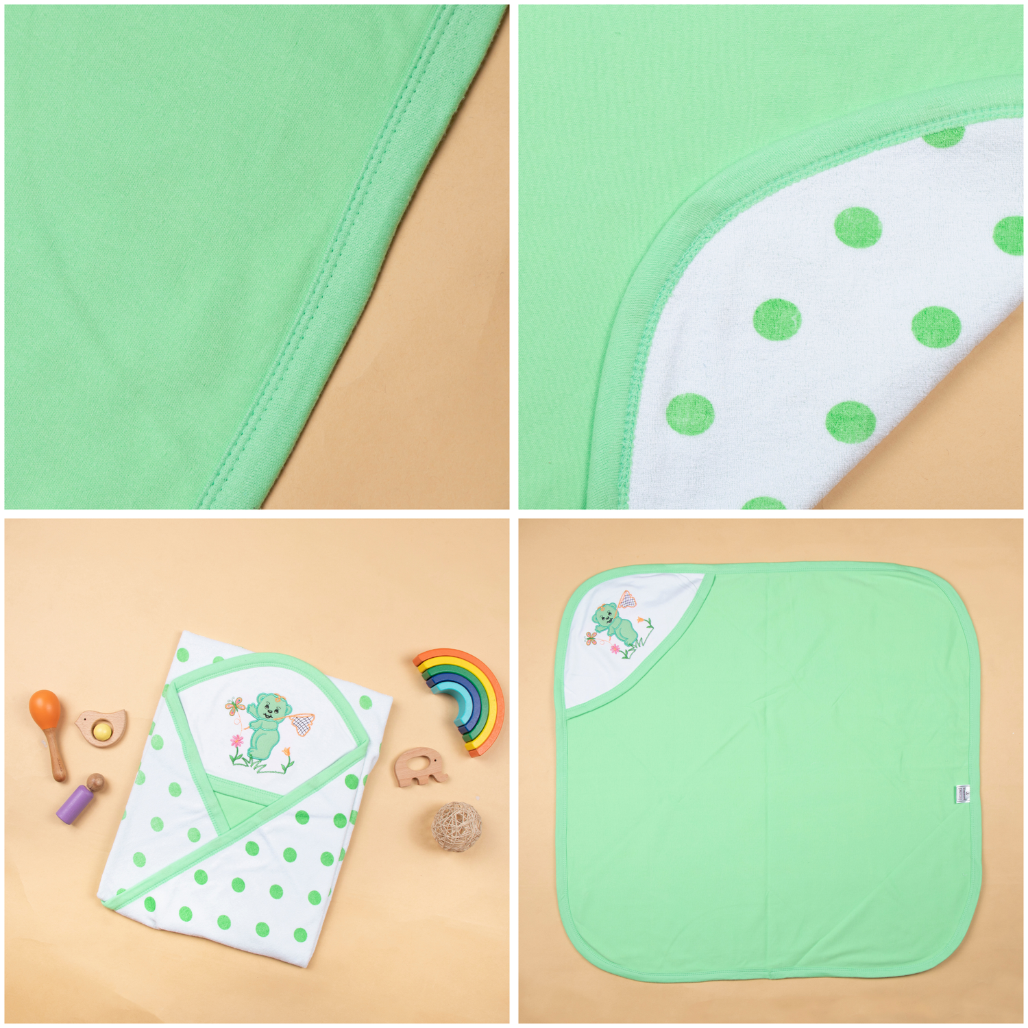 Baby hooded towel terry polka dots