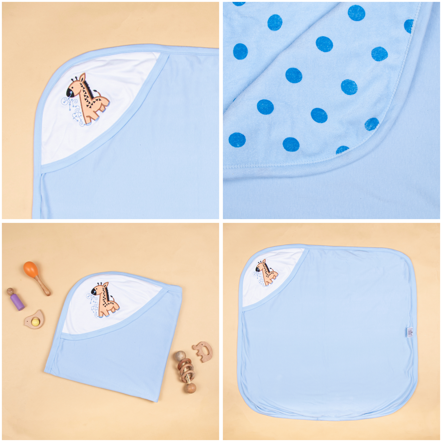 Baby Hooded Towel Terry Polka Dots