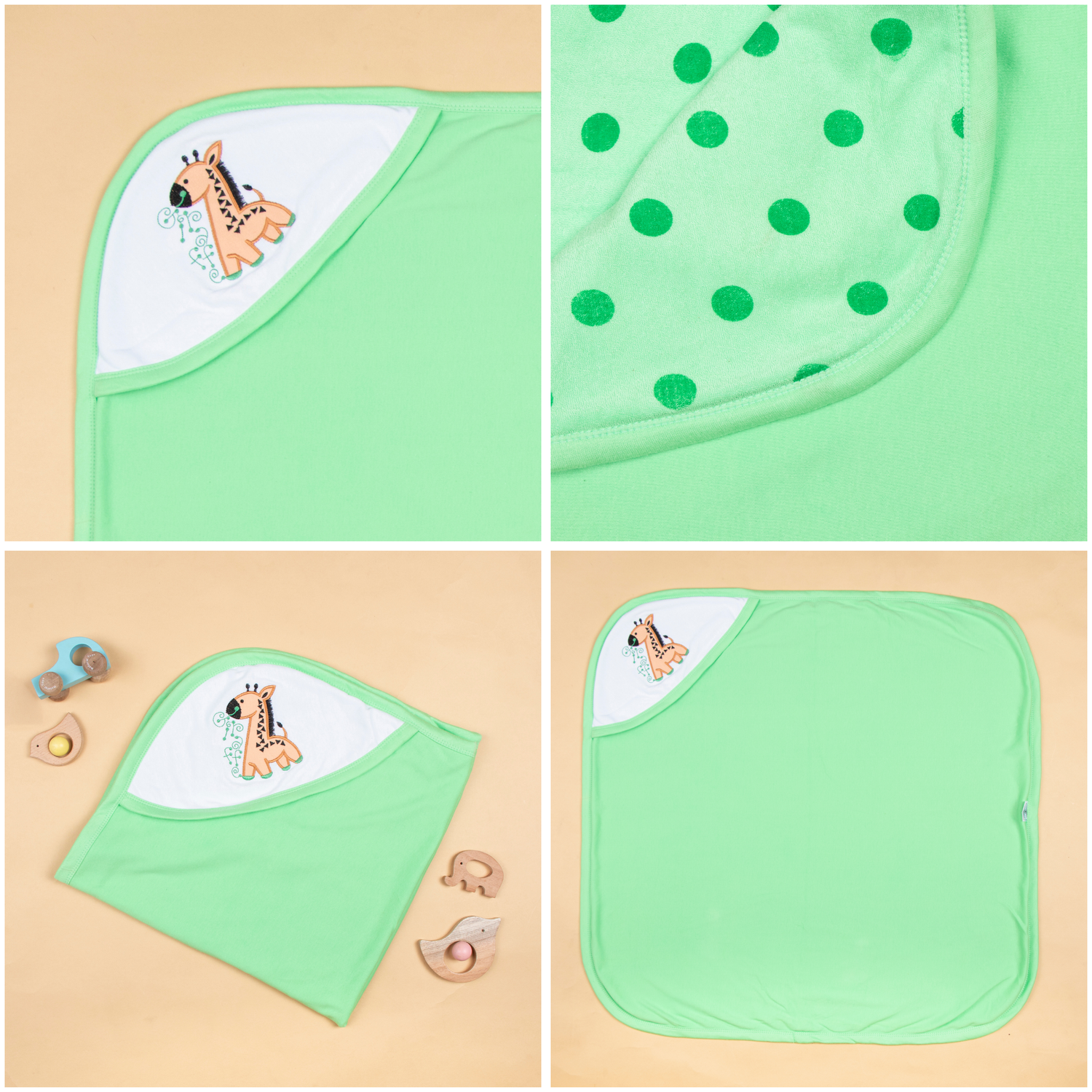 Baby Hooded Towel Terry Polka Dots