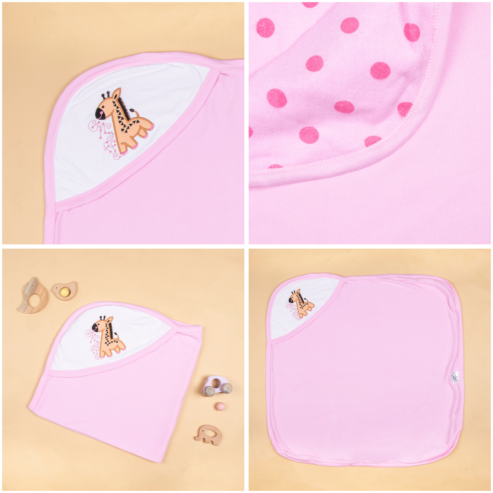 Baby Hooded Towel Terry Polka Dots