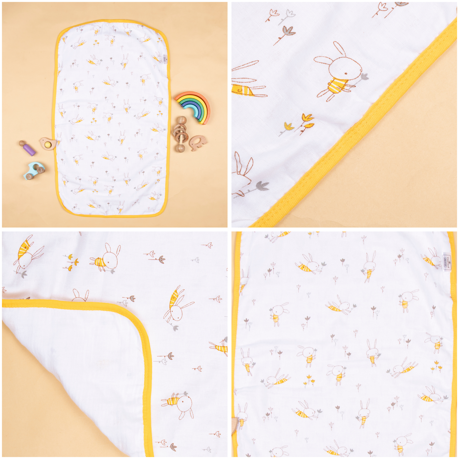 Baby Towel Muslin White Printed