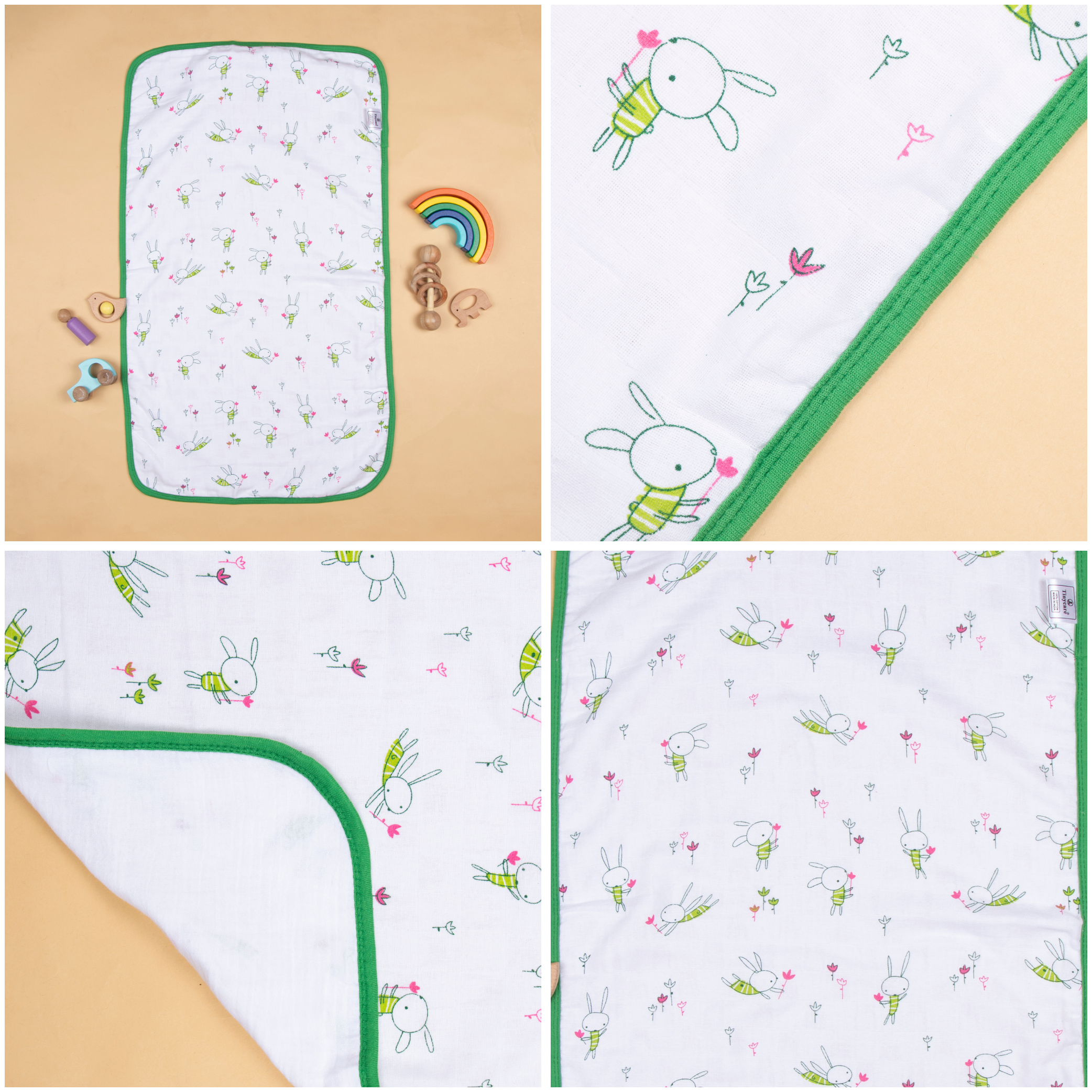 Baby Towel Muslin White Printed