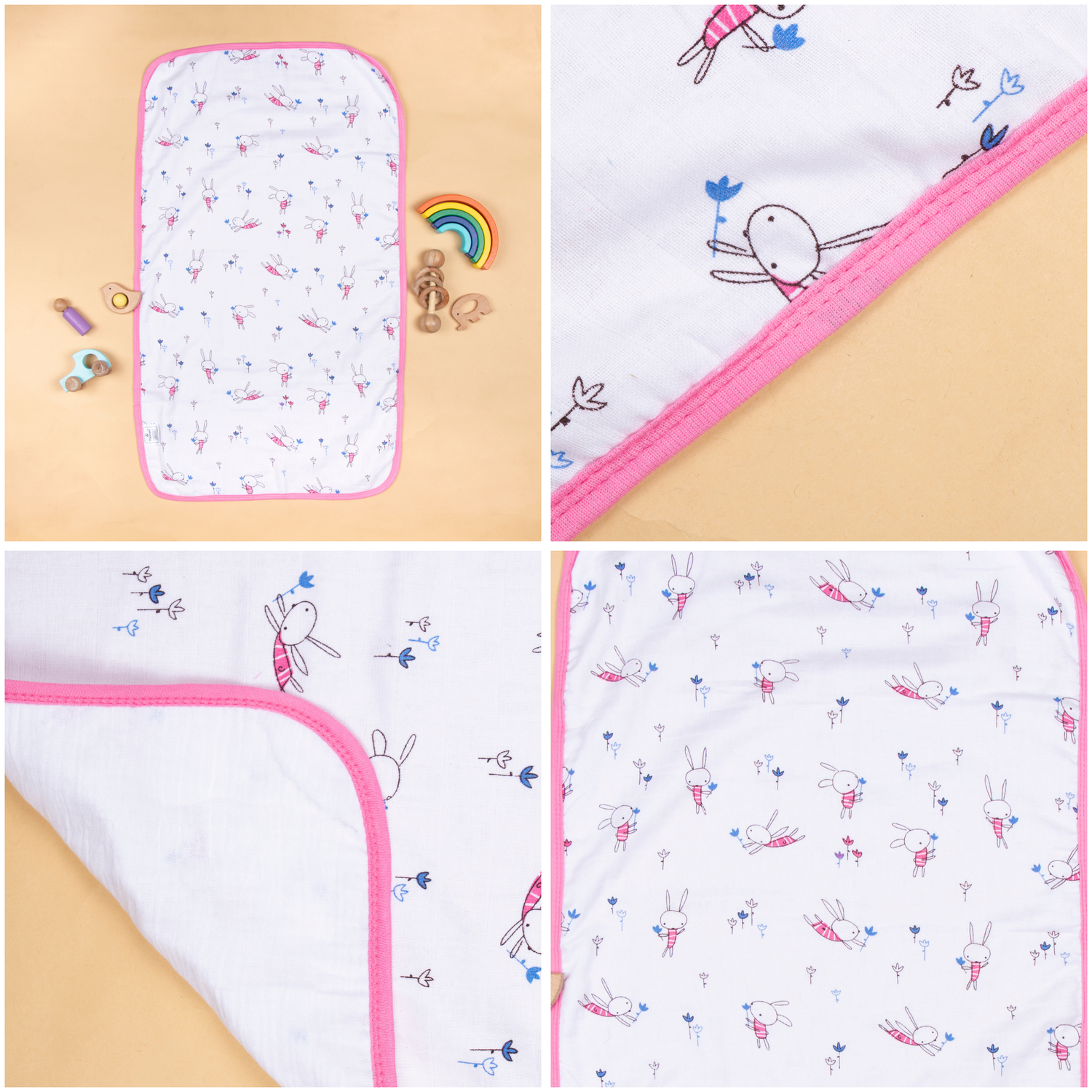 Baby Towel Muslin White Printed