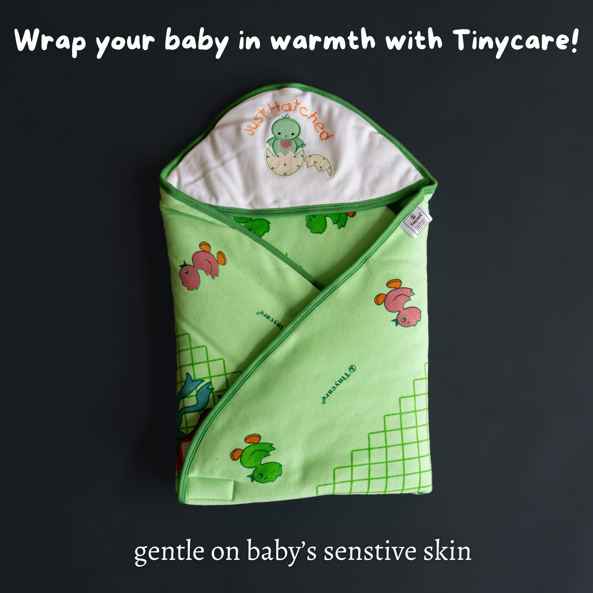 Tinycare Hooded Cozy and Warm Color Printed Cotton Baby Wrapper