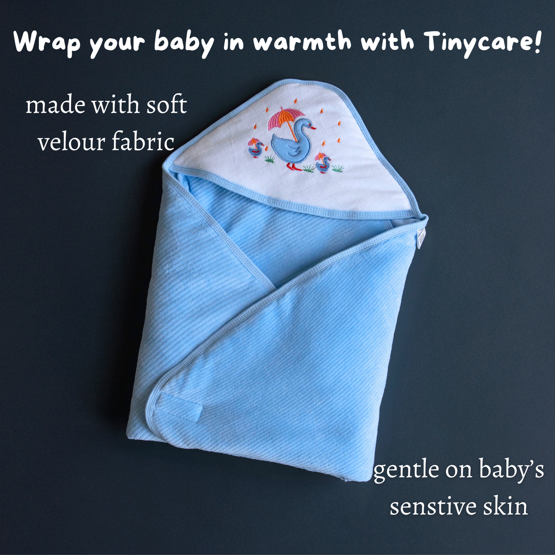 Tinycare Cozy Hooded Velour Baby Wrapper